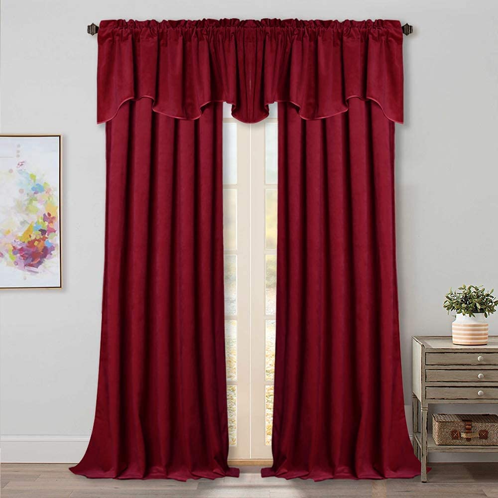 StangH Luxury Velvet Curtains & Valances Set - Elegant Blackout Drapes for Living Room, Bedroom Window Decor - Perfect for Home Theater, Nursery & Cozy Interior Design