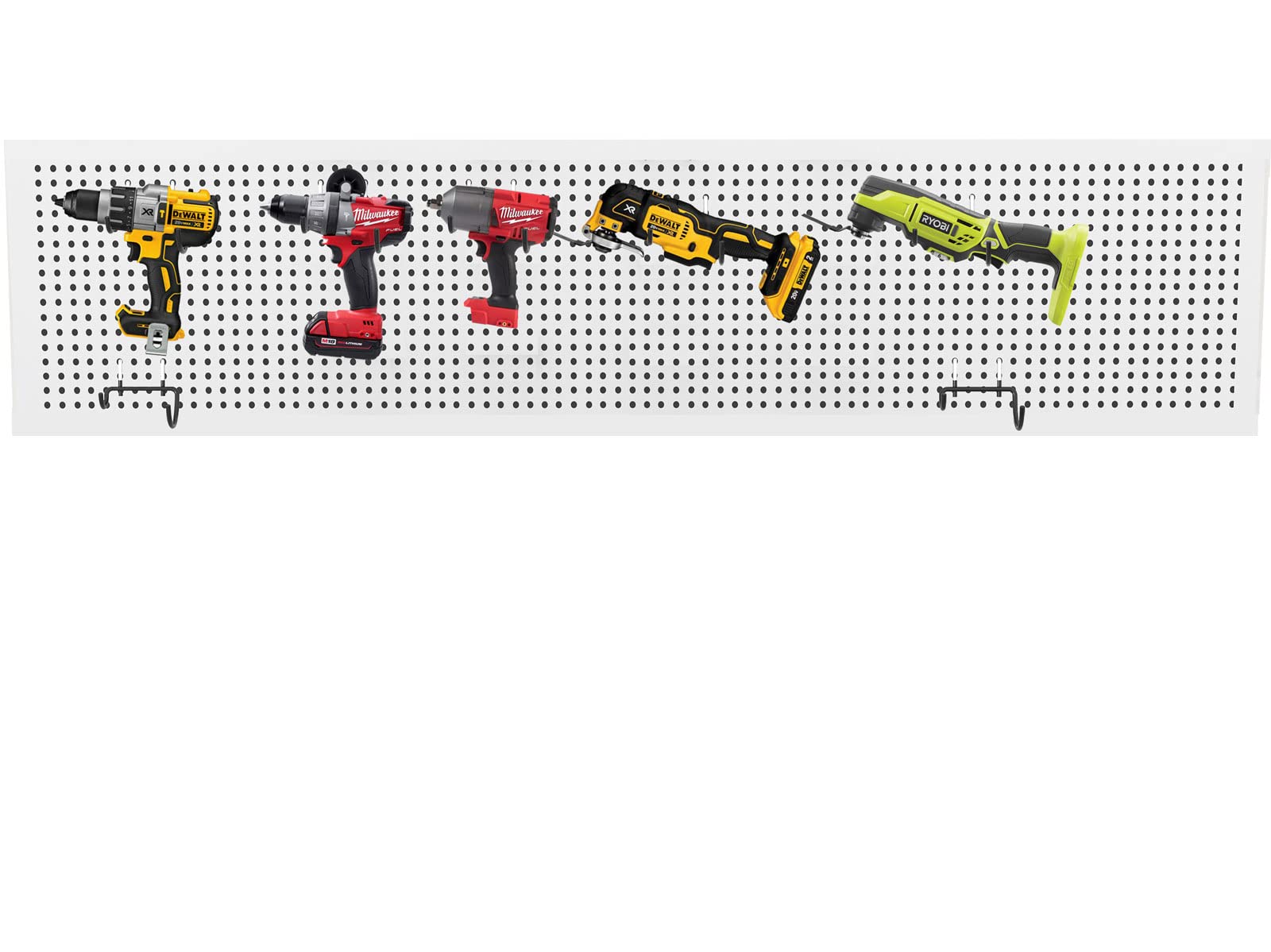 KINOMI 24-Pack Heavy Duty Pegboard Hooks - Durable Pegboard Drill Holder & Power Tool Organizer - Large Pegboard Accessories Set for Tools, Power Drills, Art & Craft Supplies - Perfect for Garage, Workshop & DIY Projects