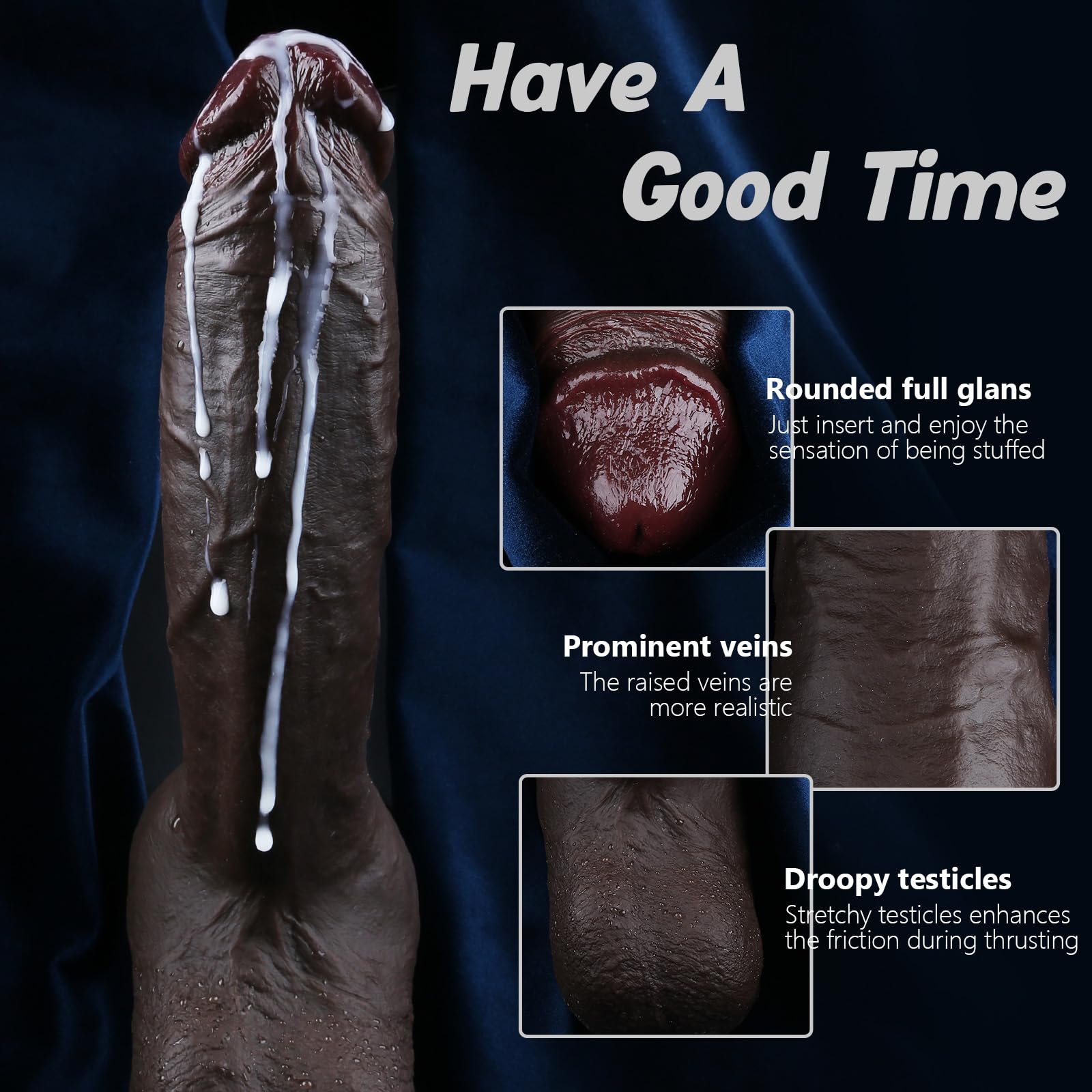 10.43 Inch Realistic Big Black Dildo - Ultra Skin-Like Feel, Extra Thick & Long with Powerful Suction Cup - Hands-Free Pleasure for Vaginal & Anal Play - Perfect for Couples, Solo Play & BDSM Scenes