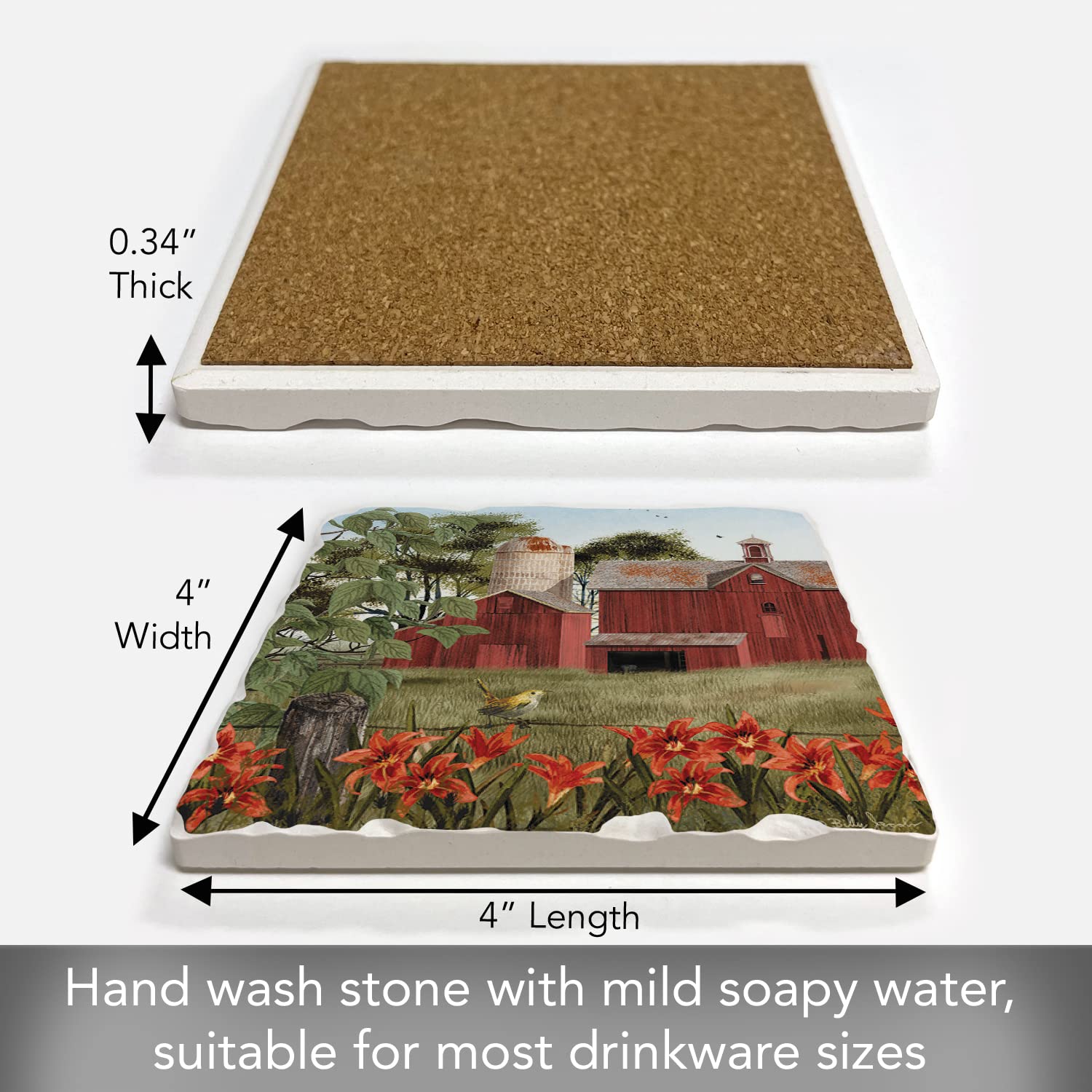 Thirstystone Summer Days Single Tumbled Tile Coaster Set - 4