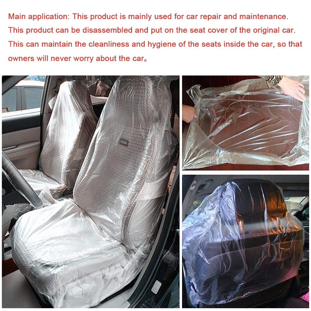 Clear Plastic Car Seat Cover - 100PCS Disposable Transparent Seat Protectors for Car, Office, and Home Furniture Protection