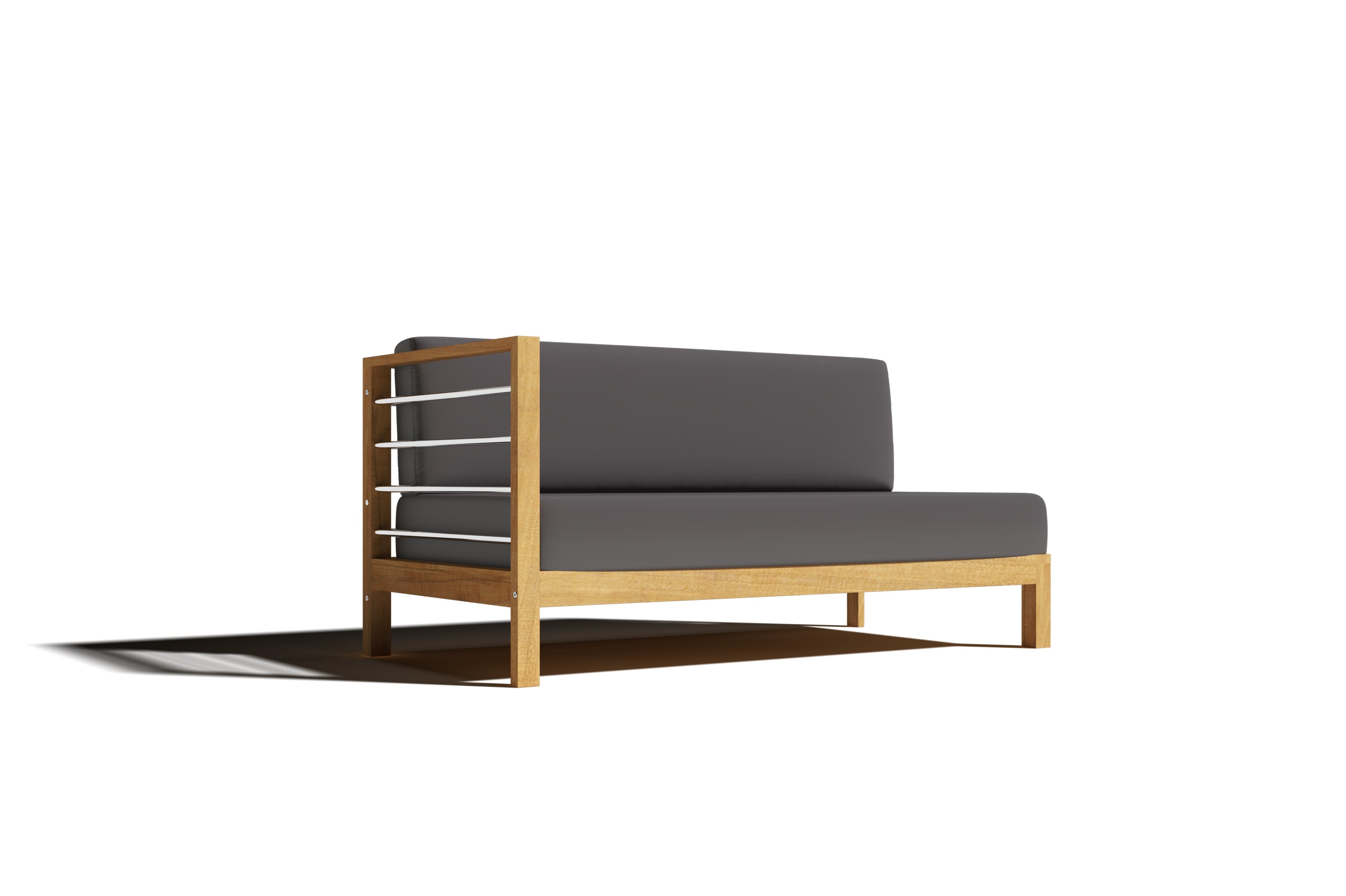 Premium Leon Teak Outdoor Sectional Left Sofa with Sunbrella Charcoal Cushion - Waterproof & UV Resistant Patio Furniture for Backyard, Poolside & Garden Relaxation