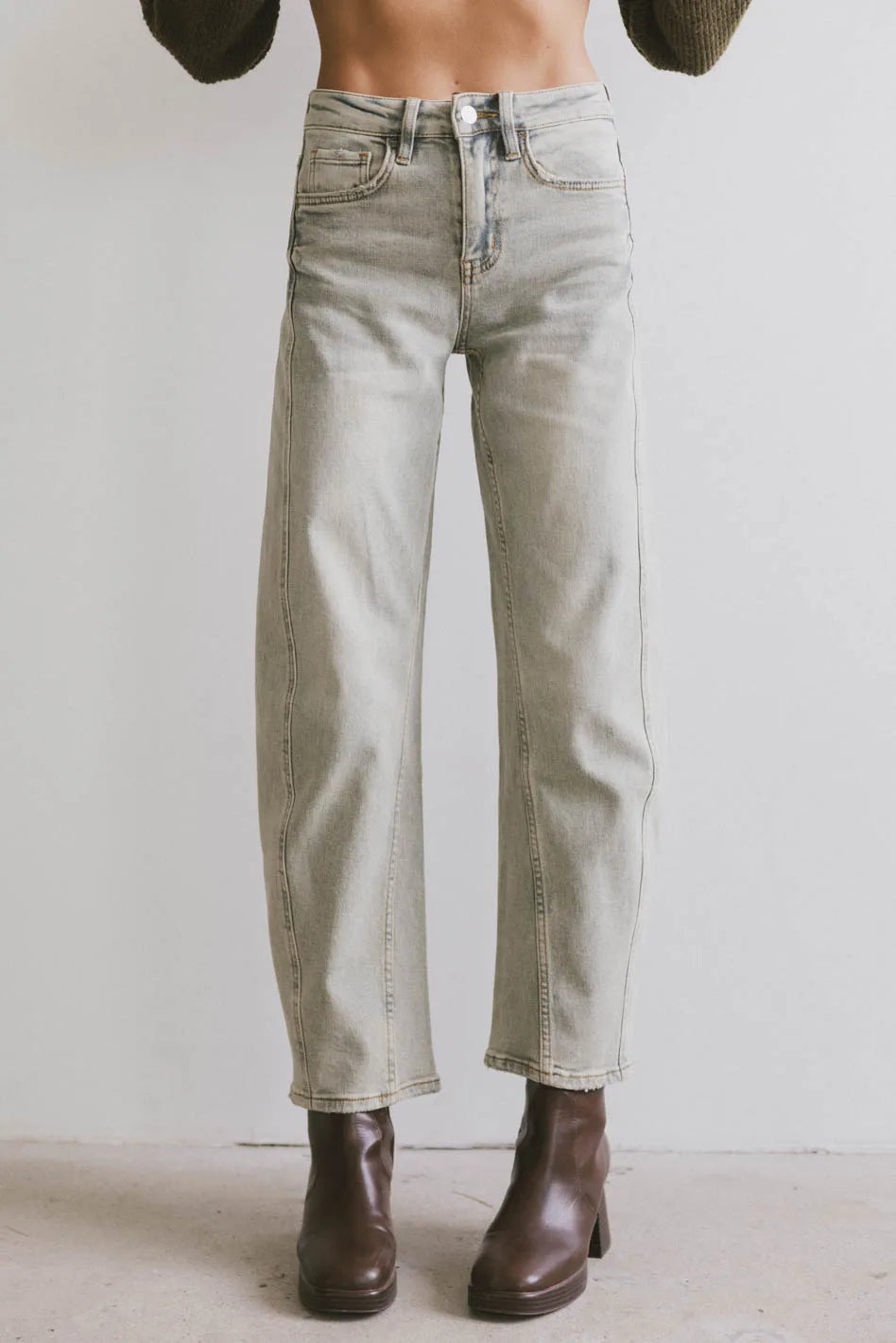 Frenchie Barrel Jean - High Waist Distressed Denim Jeans for Women | Vintage Style Skinny Jeans | Perfect for Casual Wear, Date Night & Street Style