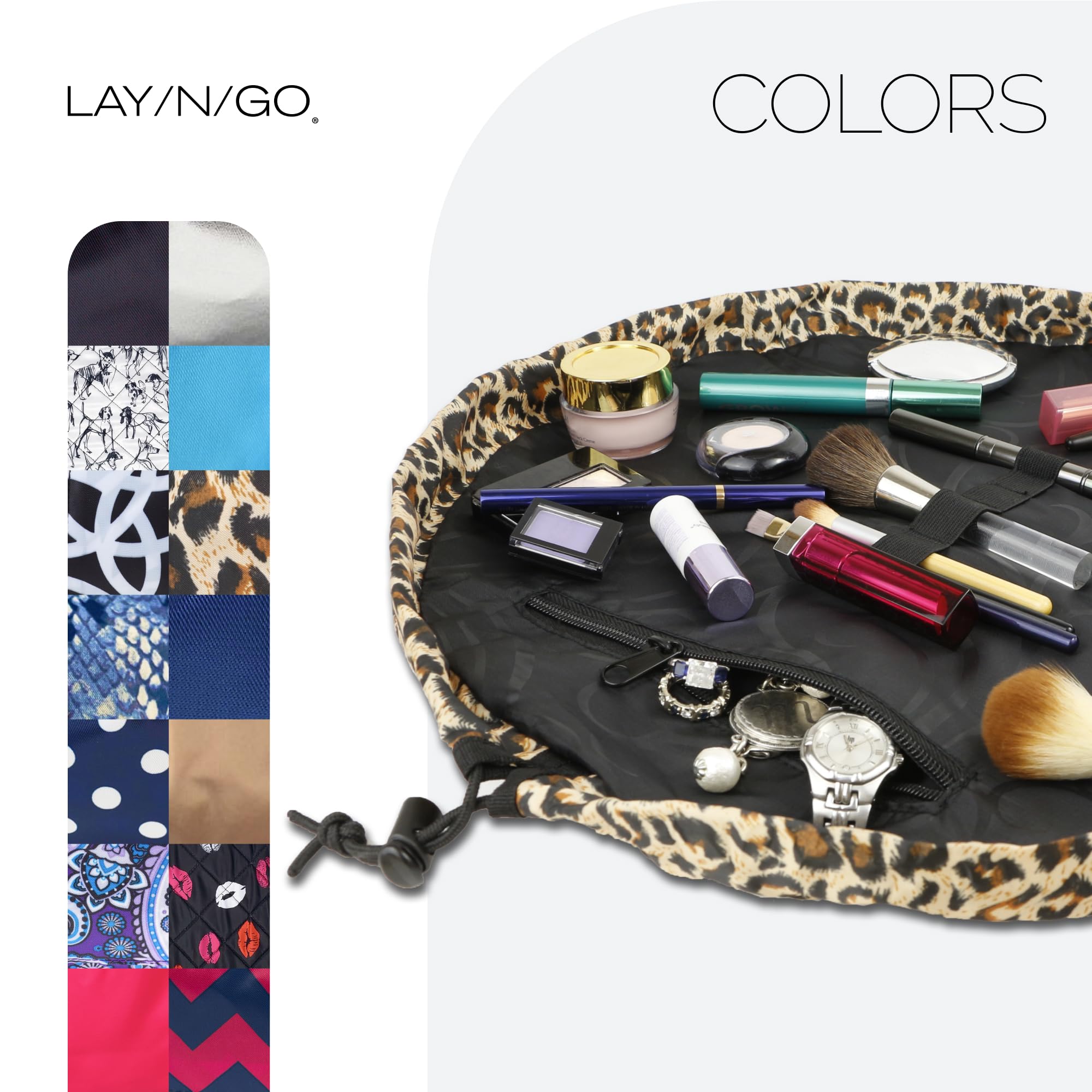 Lay-n-Go Cosmo Drawstring Cosmetic & Makeup Bag Organizer - 20