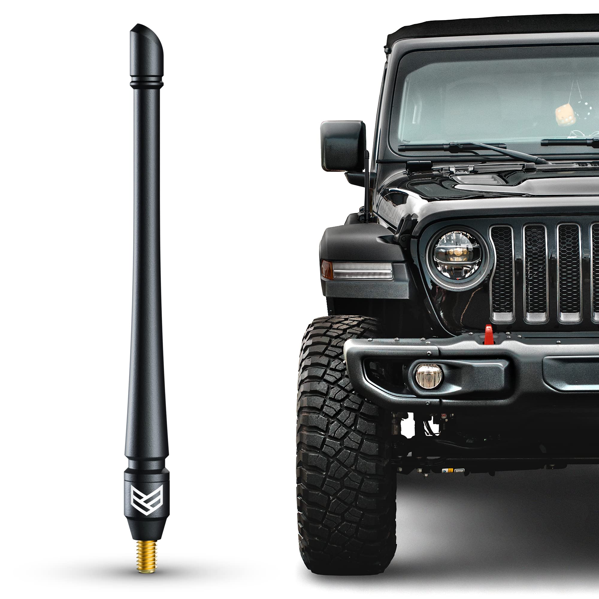 Ronin Factory 8 Inch TuffLock Short Replacement Antenna for Jeep Wrangler JK JL & Gladiator (2007-2023) - Anti-Theft Design, Carwash Safe - Perfect for Off-Roading, Daily Commuting & Car Shows