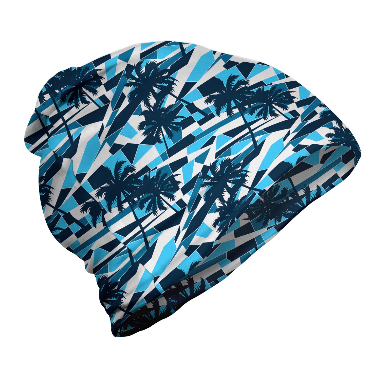 Ambesonne Unisex Beanie - Geometric Blue Shades Winter Hat for Men & Women - Warm Knit Beanie for Hiking, Skiing, and Outdoor Activities in Cold Weather