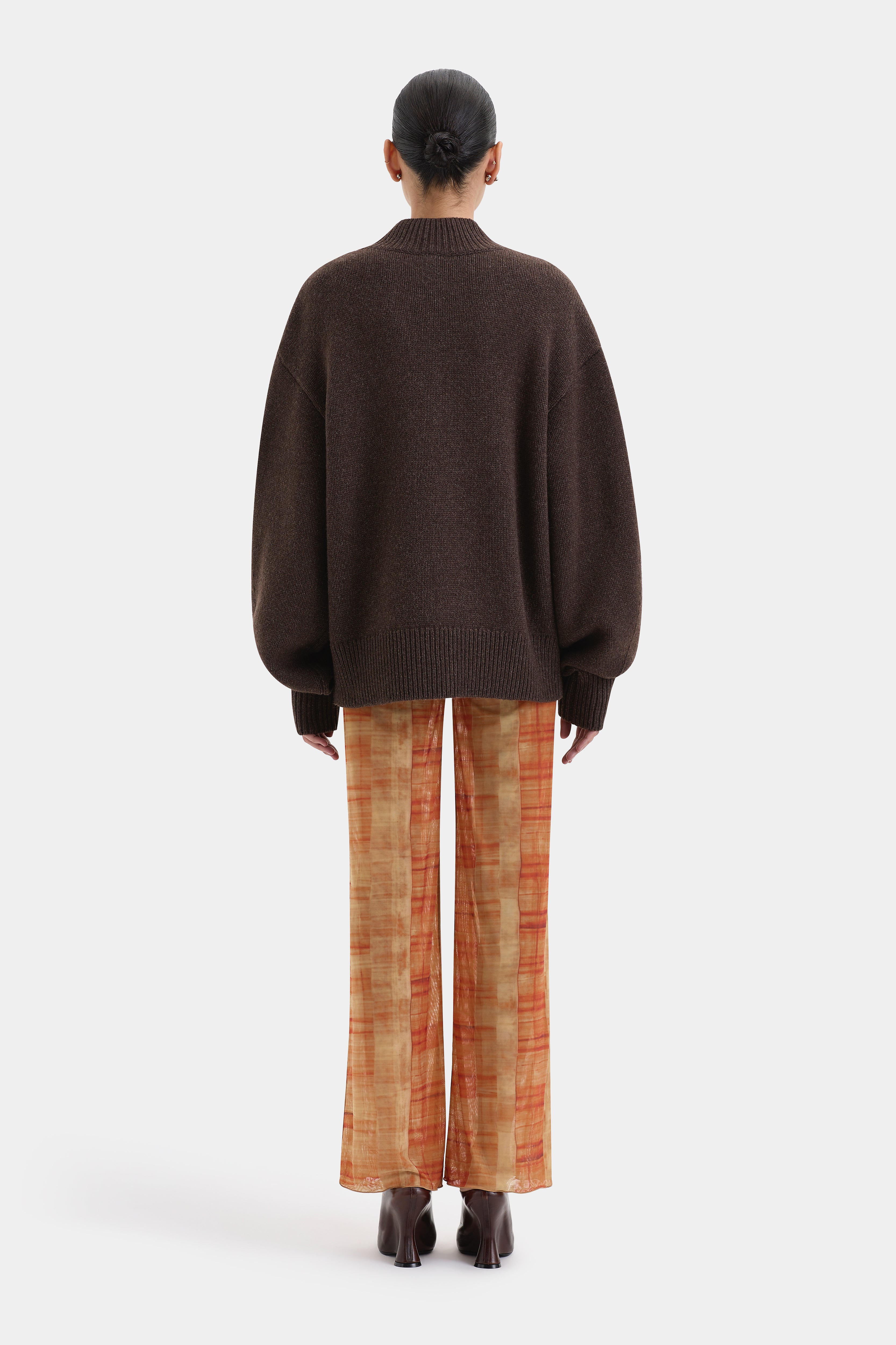 Ferrera Orange Check Pants - Stylish & Comfortable Women's Trousers for Casual Wear & Office Outfits