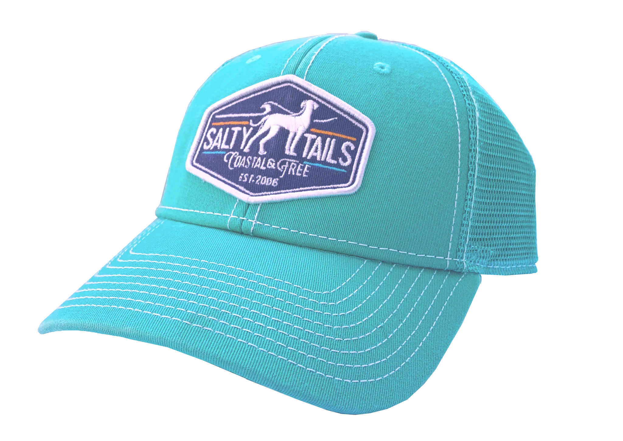 Salty Tails Simple Surf Trucker Hat - Vintage Washed Cotton Baseball Cap for Men & Women - Perfect for Beach, Surfing, and Outdoor Adventures