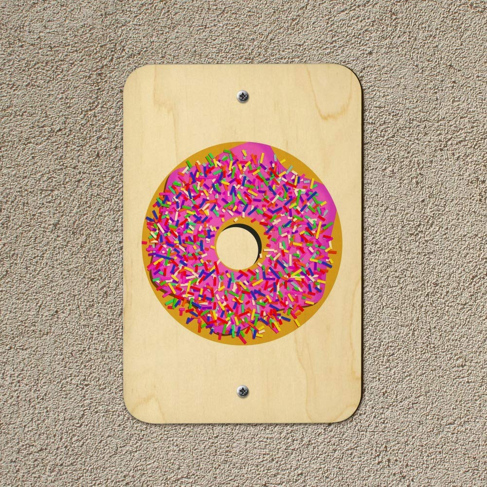 Pink Donut with Frosting & Sprinkles Wall Art Sign - Cute Home, Office & Business Decor for Bakeries, Cafes & Sweet Shops