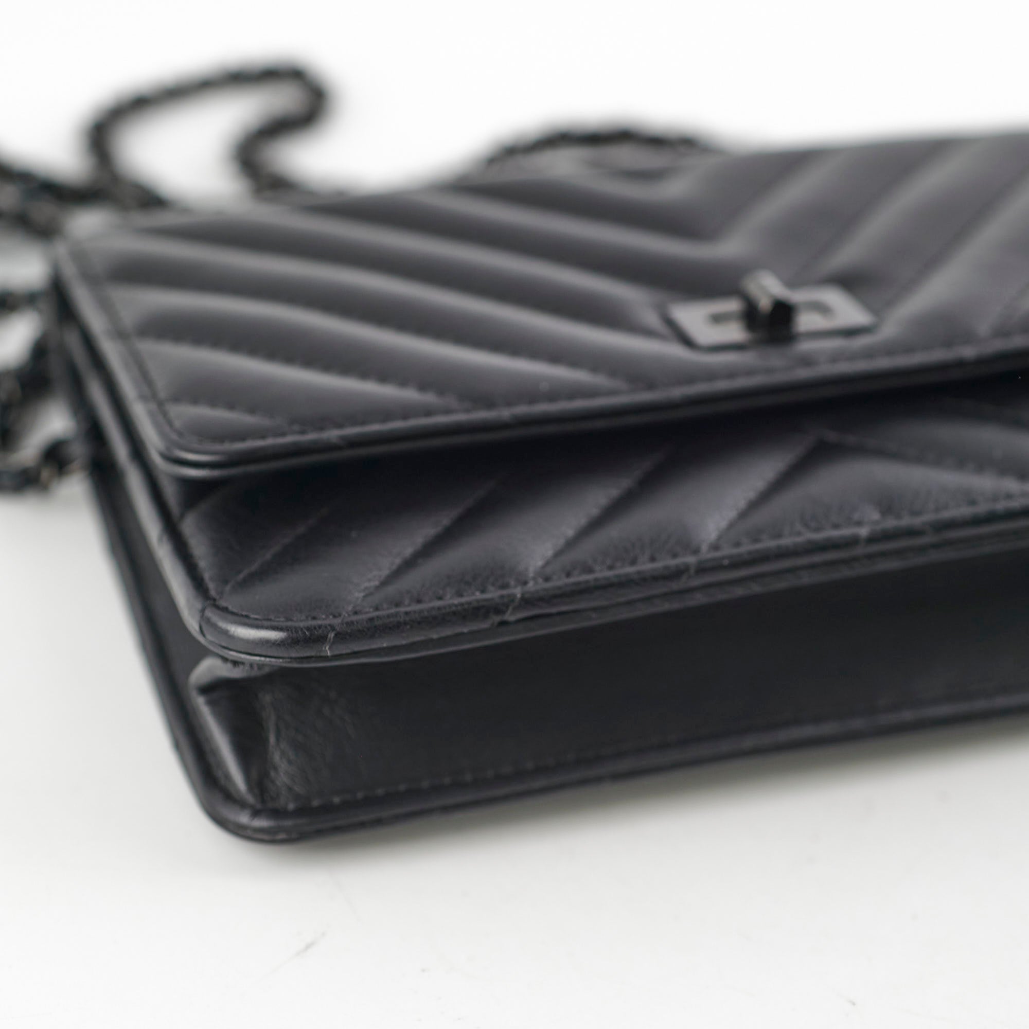Chanel Chevron Reissue WOC Lambskin Wallet On Chain Black - Luxury Crossbody Bag for Women, Perfect for Evening Out & Special Occasions