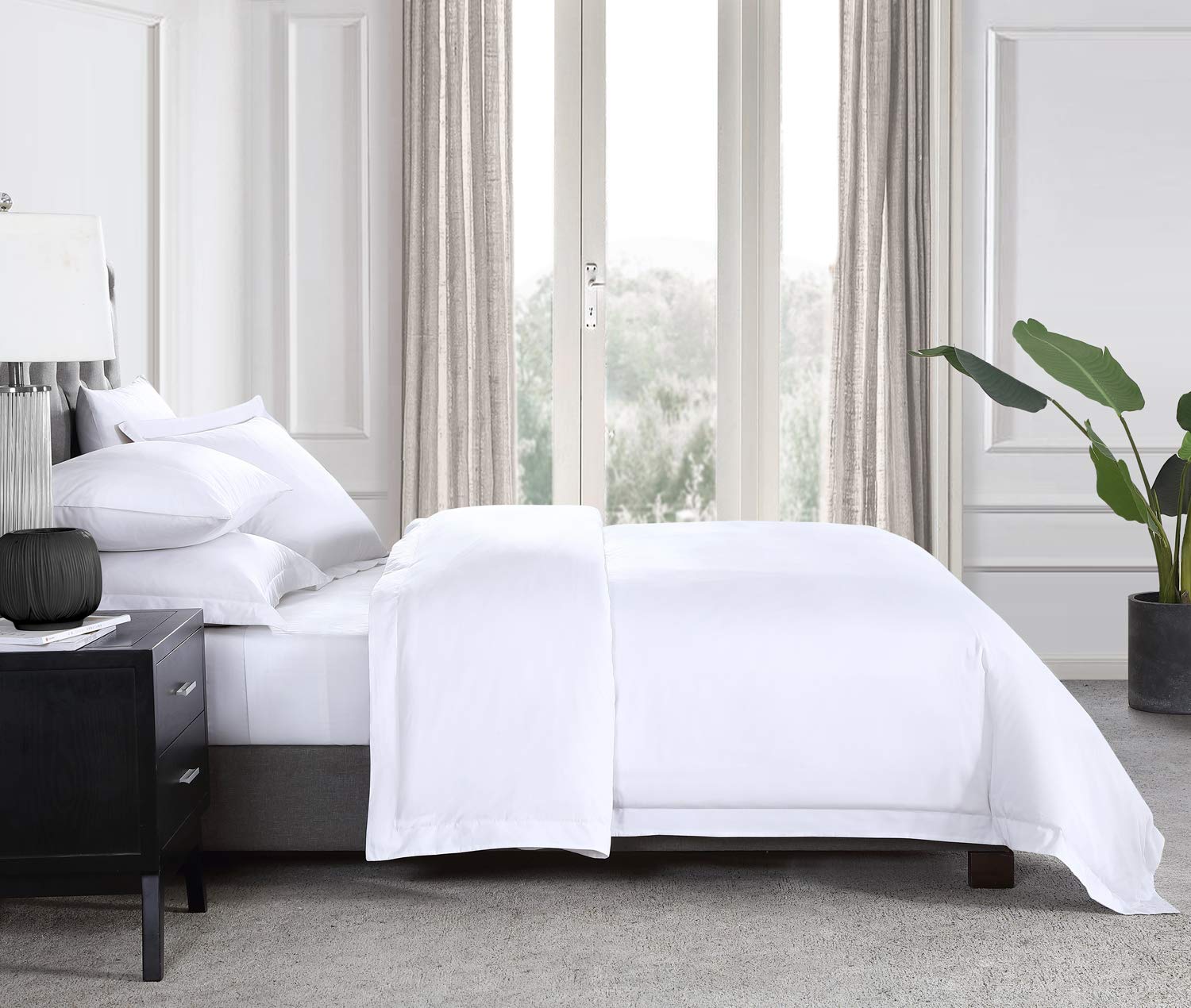 Pure Parima Hotel Collection Ultra Percale 100% ELS Giza Egyptian Cotton Sheet Set - King Size White (Flat Sheet, Fitted Sheet & 2 Pillowcases) | Luxury Bedding for Hotels & Home Master Bedroom