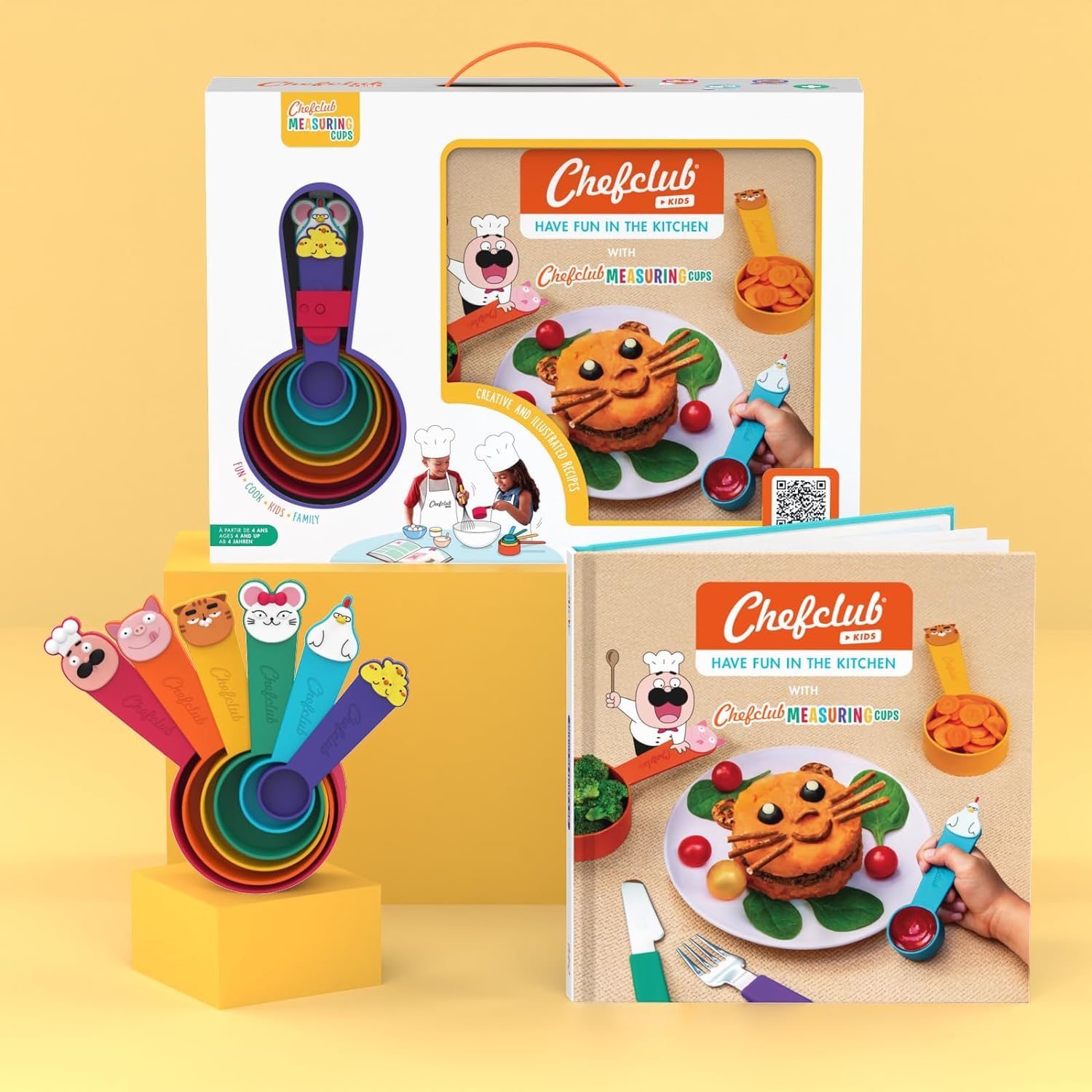 Chefclub Kids Measuring Cups Set - Fun & Educational Kitchen Tools for Baking & Cooking - Perfect for Kids Learning Measurements & Recipes