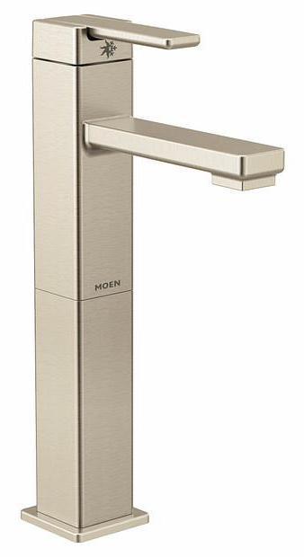 Moen S6712BN 90 Degree Single Hole High Arc Bathroom Faucet in Brushed Nickel - Perfect for Modern Bathroom Vanities and Powder Rooms