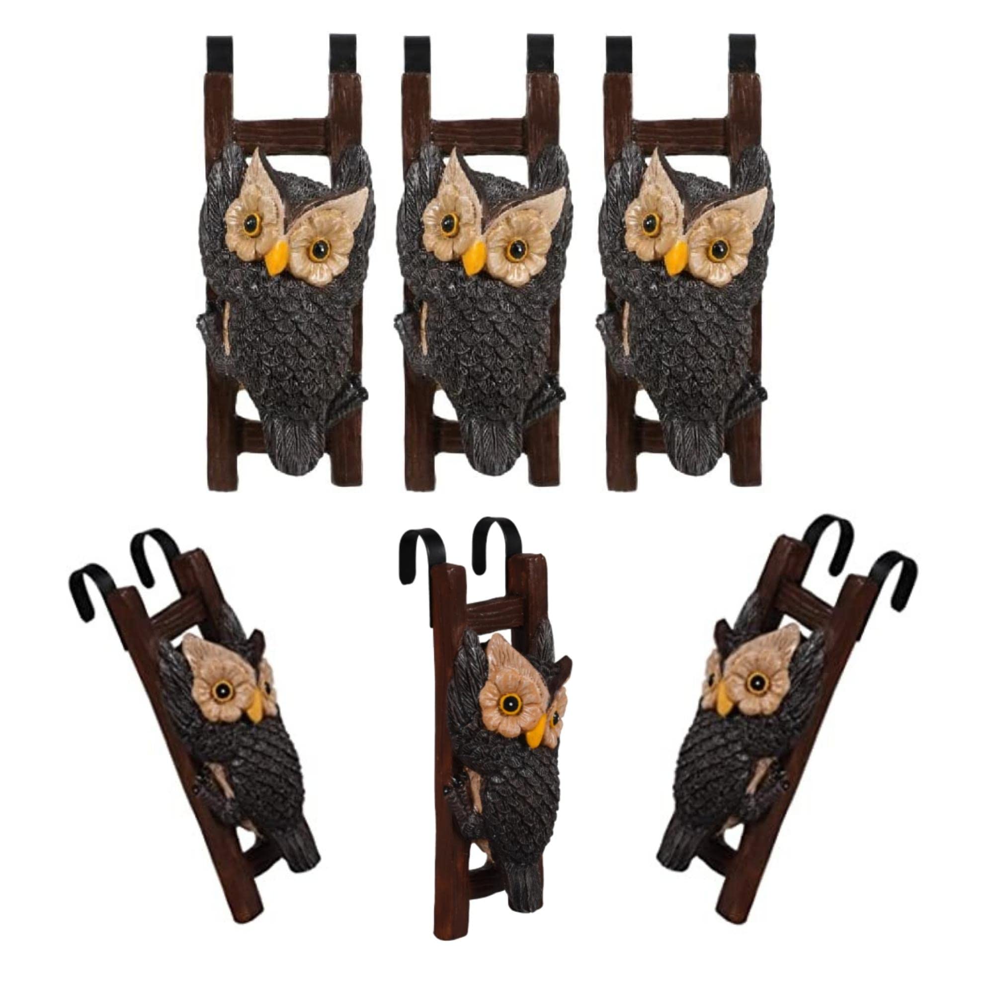 LESONE Spring Summer Cute Ceramic Owl Hanging Flowerpot Hugger Planter - Set of 3, Garden Décor Vase Ornament for Fence, Balcony, Railing, Yard, Lawn - Perfect for Outdoor Decoration, Backyard Terrarium & Home Garden Accents