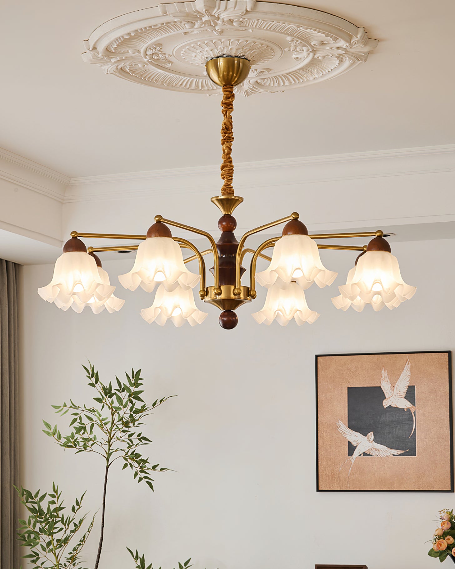 Elegant Blossom Flowers Chandelier - Floral Crystal Ceiling Light Fixture for Dining Room, Bedroom & Living Room Decor