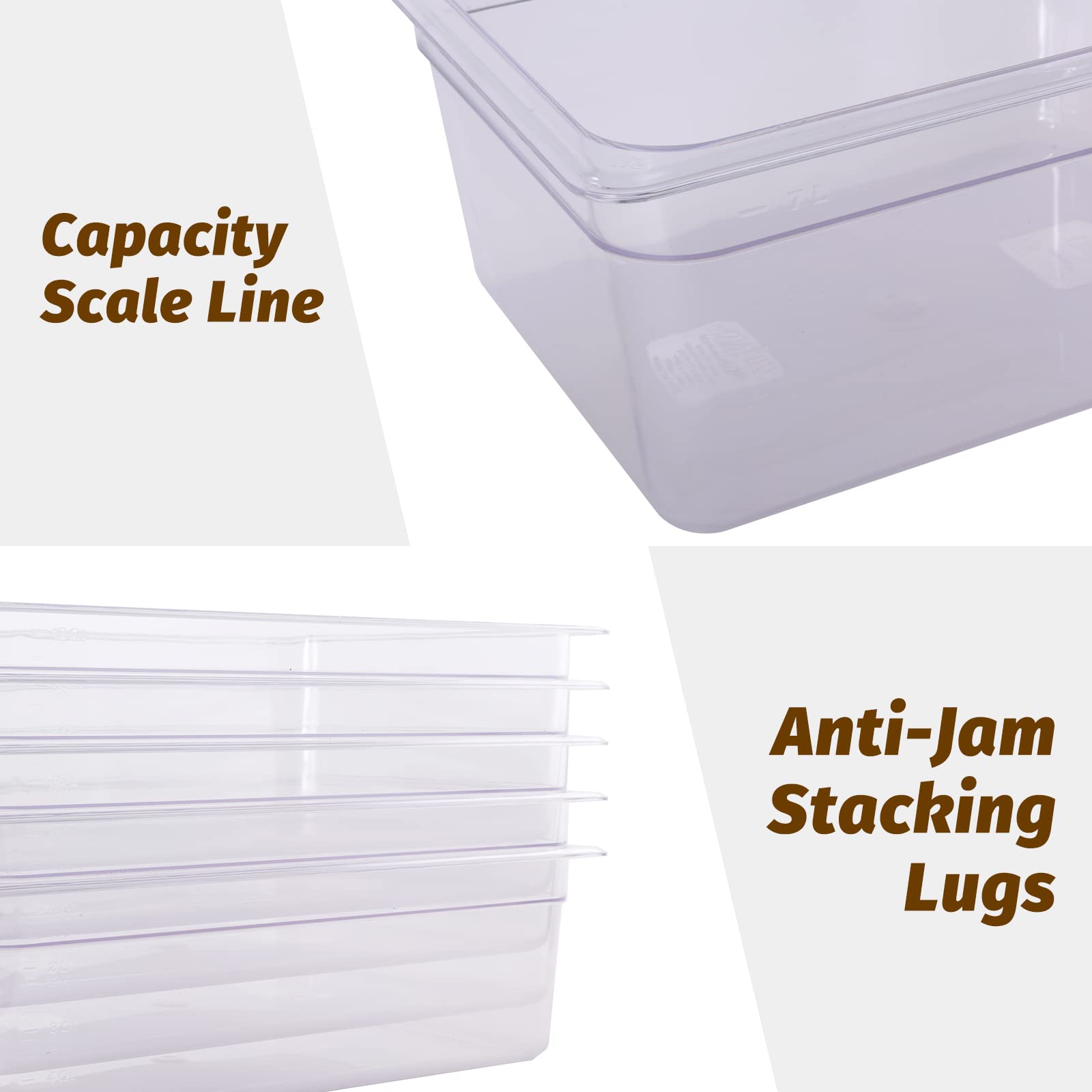 EASYROSE 6-Pack Clear Polycarbonate Food Pans - 6