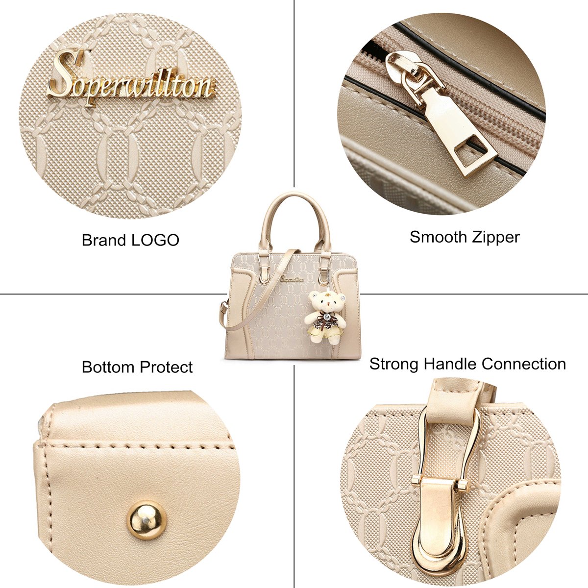 Stylish Women's Tote Bags & Shoulder Bags Set of 4 - Fashionable Handbags for Work, Travel, and Everyday Use | Trendy Top Handle Satchel Purse Collection for Women