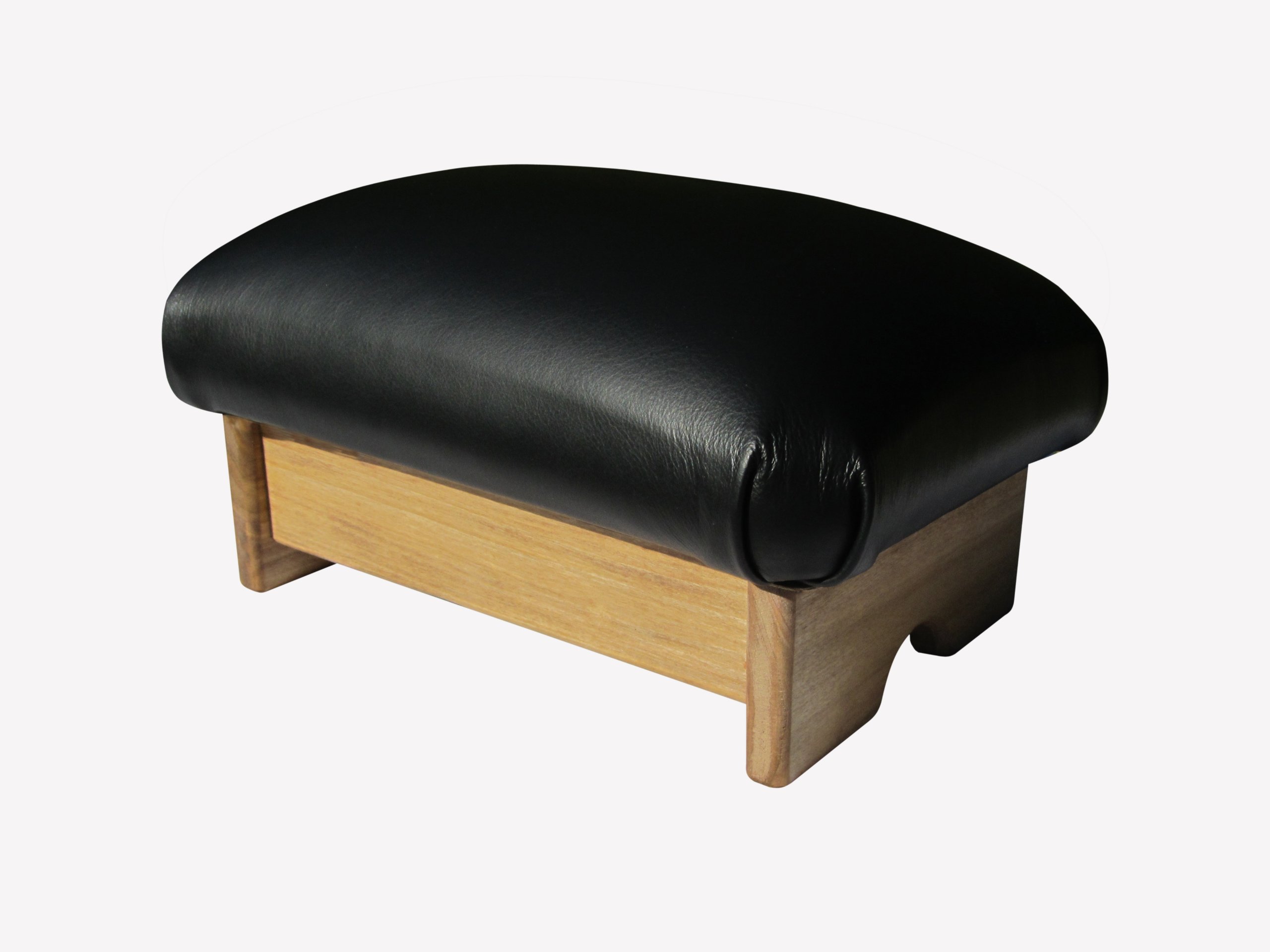 Premium Padded Foot Stool - Genuine Licorice Leather, Handcrafted in USA, 7