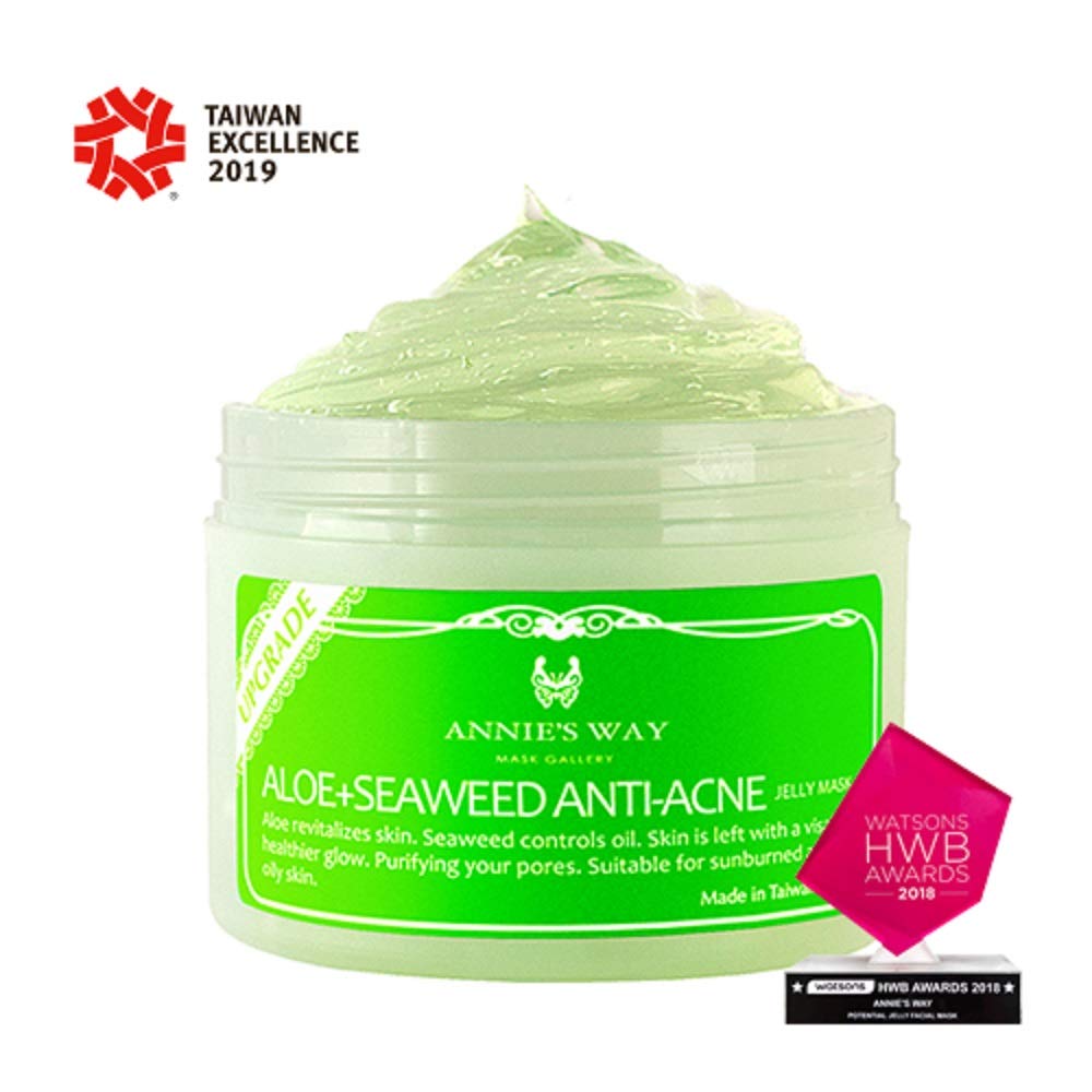ANNIE'S WAY Upgraded Aloe Seaweed Anti-Acne Jelly Mask 8oz - Soothing Face Mask for Oily & Acne-Prone Skin, Deep Cleansing & Hydrating Treatment for Daily Skincare Routine