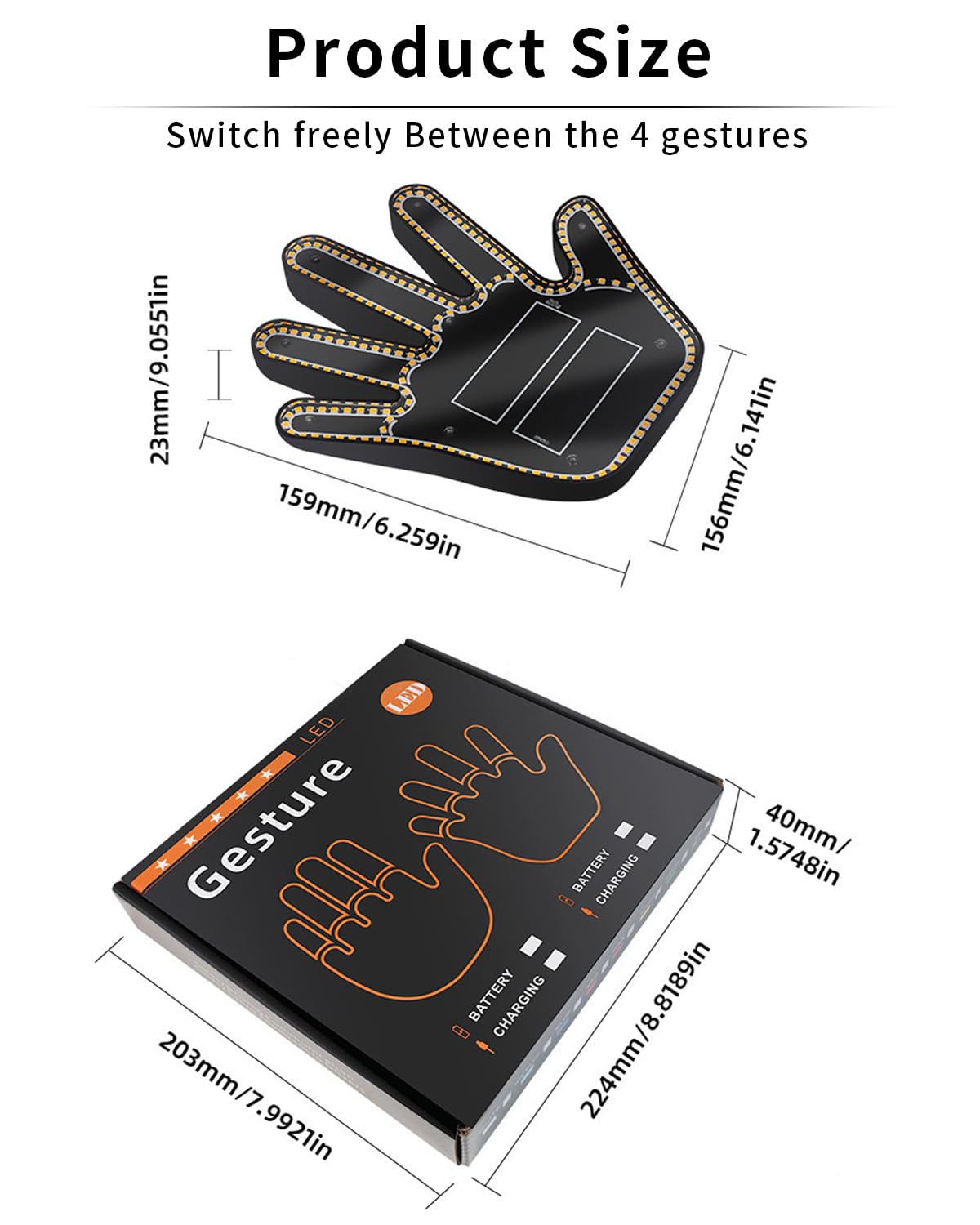 Hand Gesture Light for Car Back Window with Remote - LED Hand Light for Car, Easy Installation & Remote Control, Unique Car Accessories, Cool Gift for Men & Women, Perfect for Night Driving & Car Shows