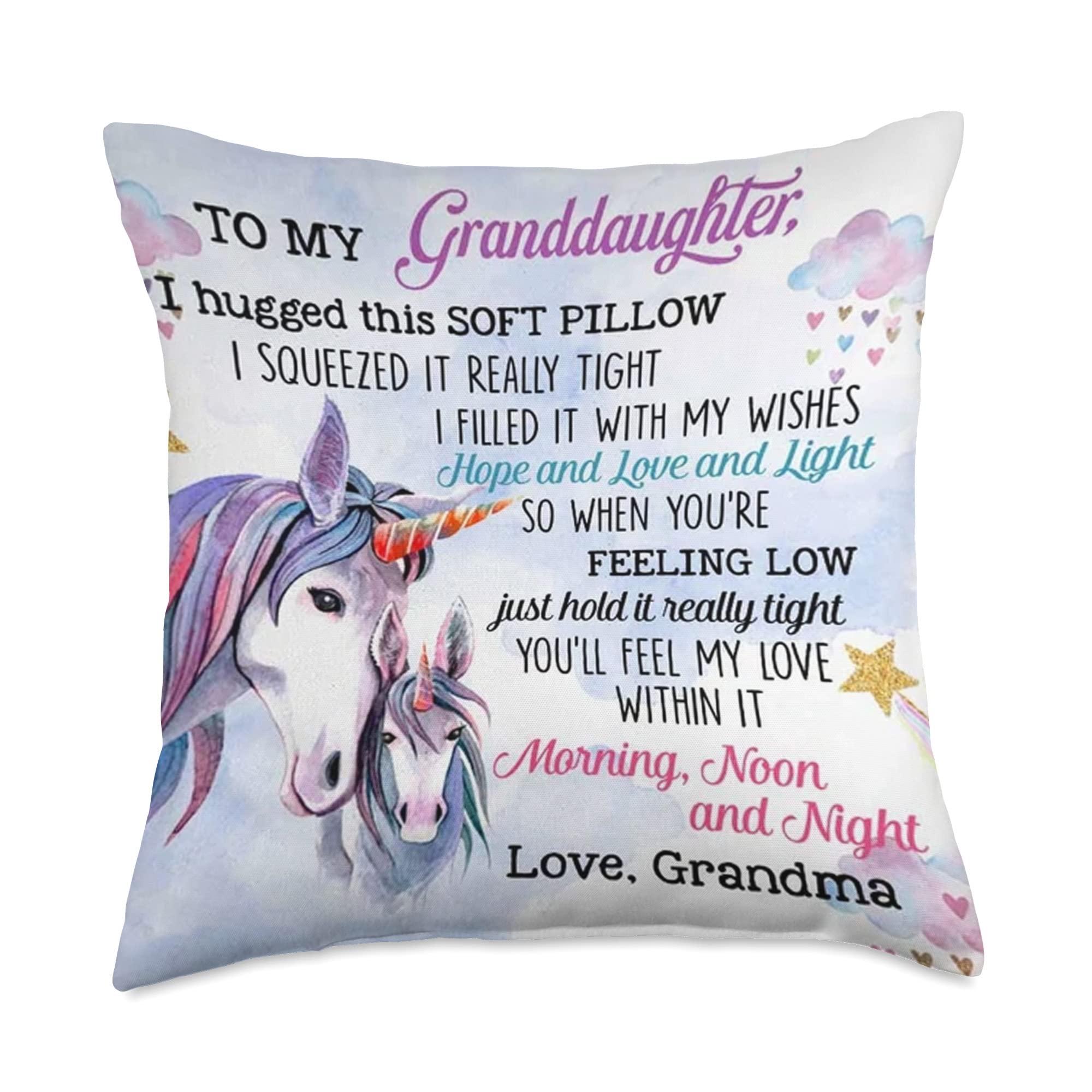 Soft Hug Throw Pillow for Granddaughter - 18x18 Inch Multicolor Cushion - Perfect for Bedroom, Nursery & Gift Giving