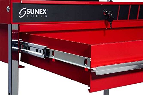 Heavy Duty Red Service Cart with Locking Top & Drawer - Mobile Utility Cart for Kitchen, Garage, Workshop & Office Organization