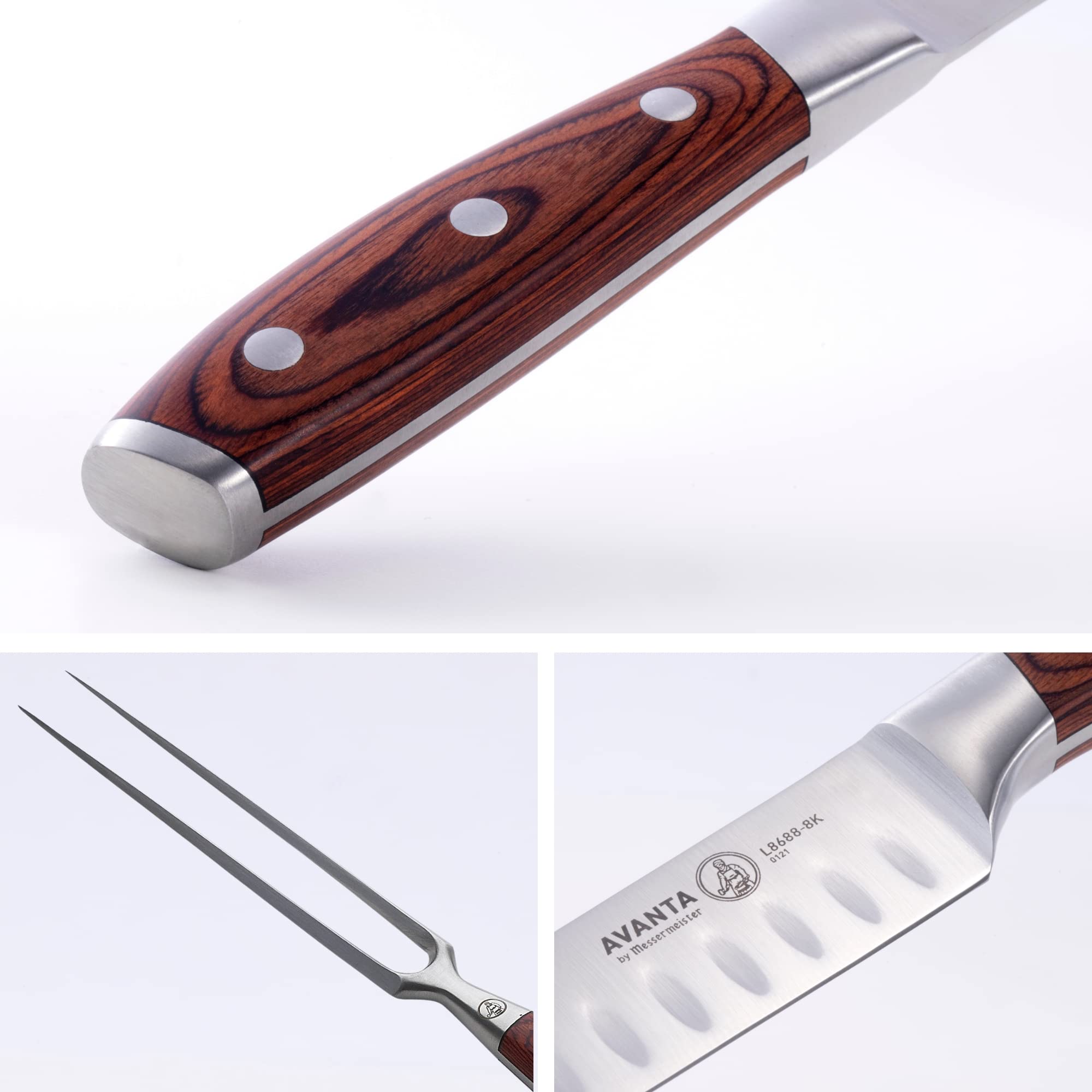 Messermeister Avanta Forged 6-Piece German Knife Set - 4 Steak Knives + Carving Knife & Fork - X50 Stainless Steel - Rust Resistant & Easy to Maintain - Perfect for BBQ, Dinner Parties & Holiday Meals