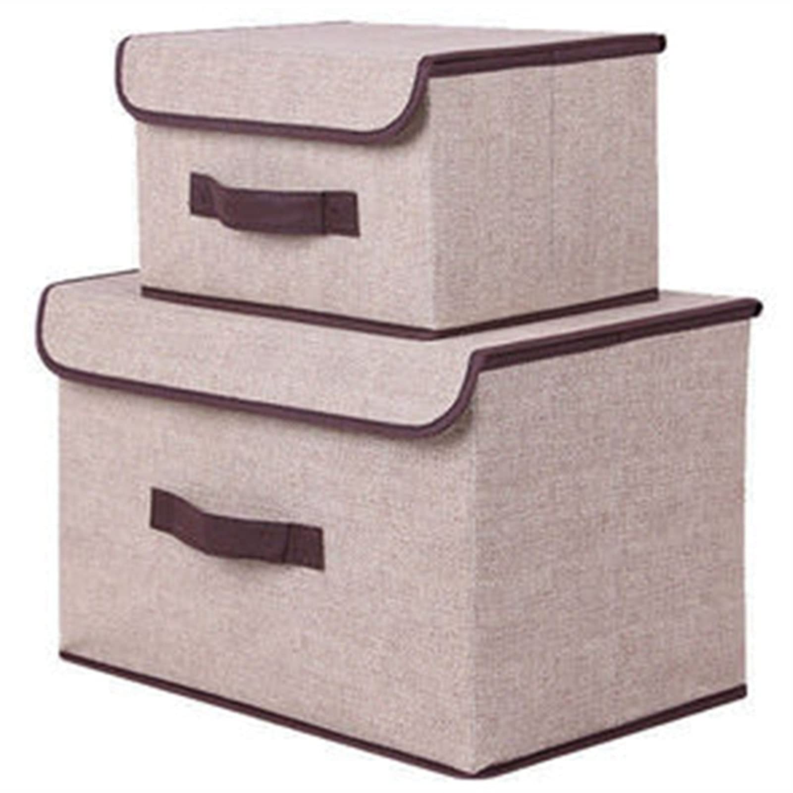 YYYHD Foldable Fabric Storage Box with Lid - Organizer for Clothes, Toys, Socks, Snacks & Household Items | Space-Saving Beige Storage Solution for Bedroom, Closet & Nursery Organization