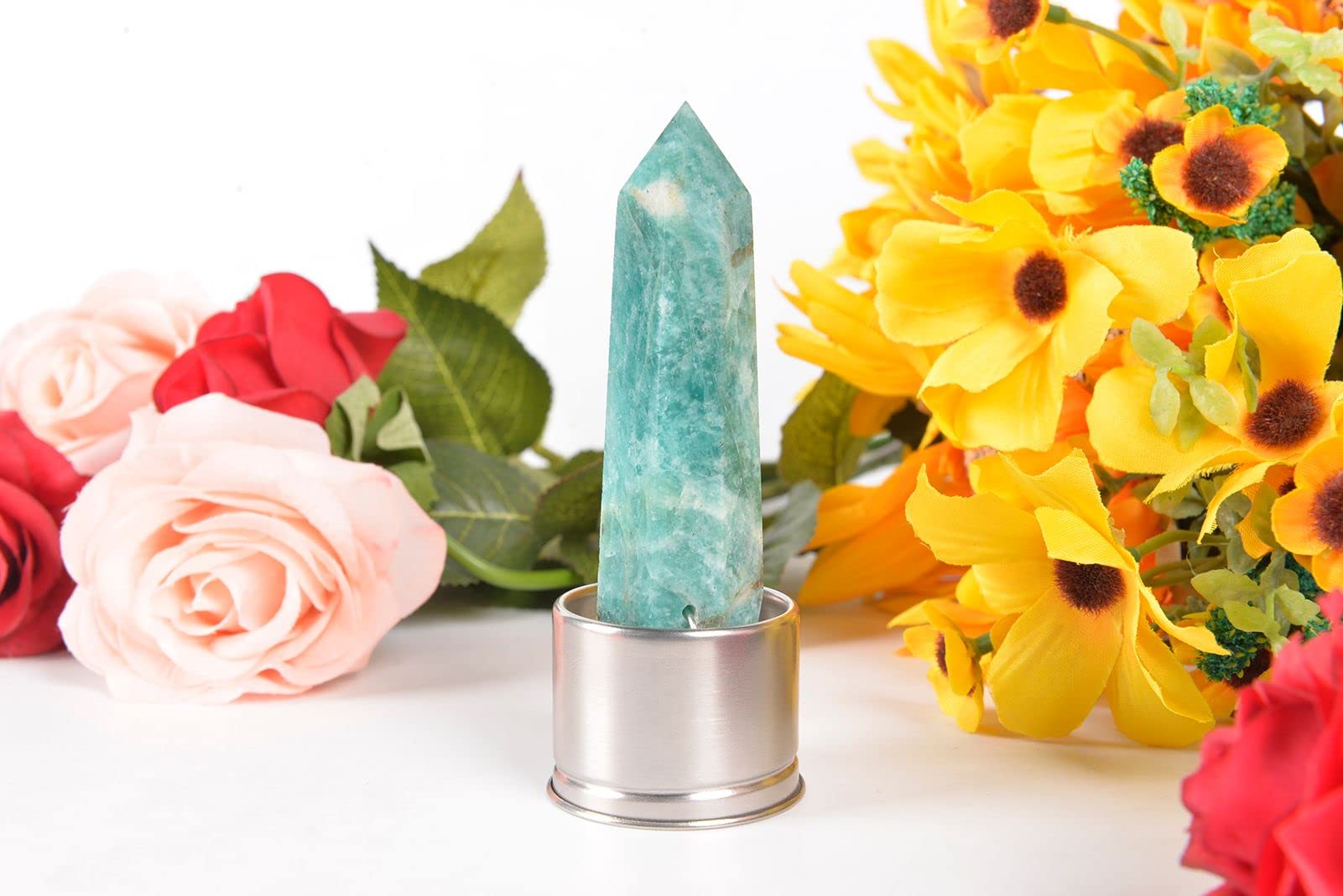 Natural Quartz Crystal Column for Water Bottle - Rechargeable Healing Gemstone, Green Crystal Point for Energy Cleansing & Positive Vibes - Perfect for Meditation, Yoga & Home Decor