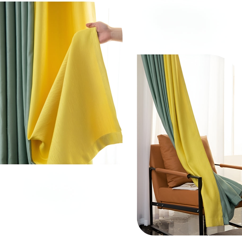 Reese Color Block Soundproof & Thermal Blackout Custom Curtains - Noise Reducing & Energy Efficient Window Treatments for Bedroom, Living Room & Home Theater