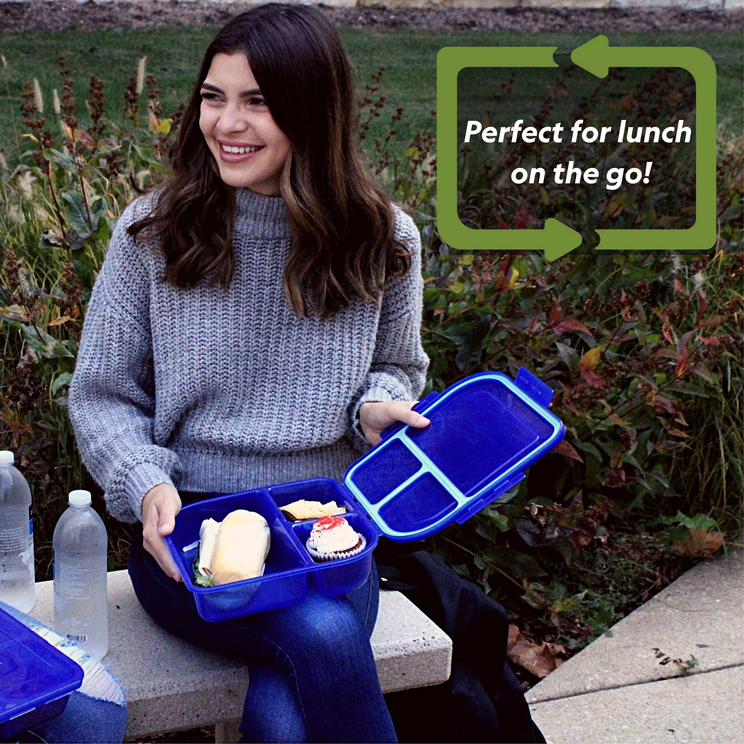 Eco-Friendly Large 3-Compartment Reusable Food Storage Container - 9.4