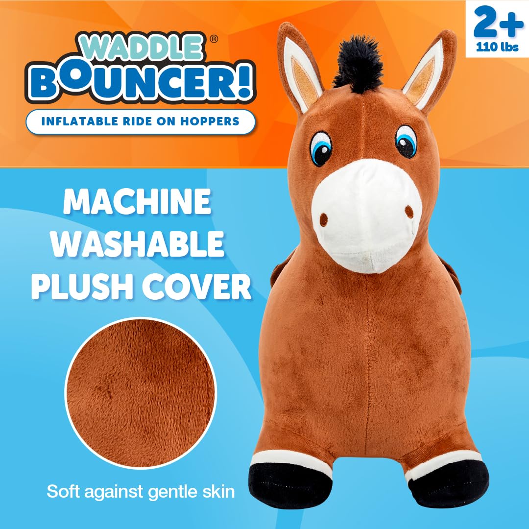 Inflatable Animal Hopper Toy for Kids - Bouncy Ride-On Plush Toy with Pump for Boys & Girls Ages 2+ | Indoor & Outdoor Play, Birthday Gifts, Backyard Fun, Preschool Activity