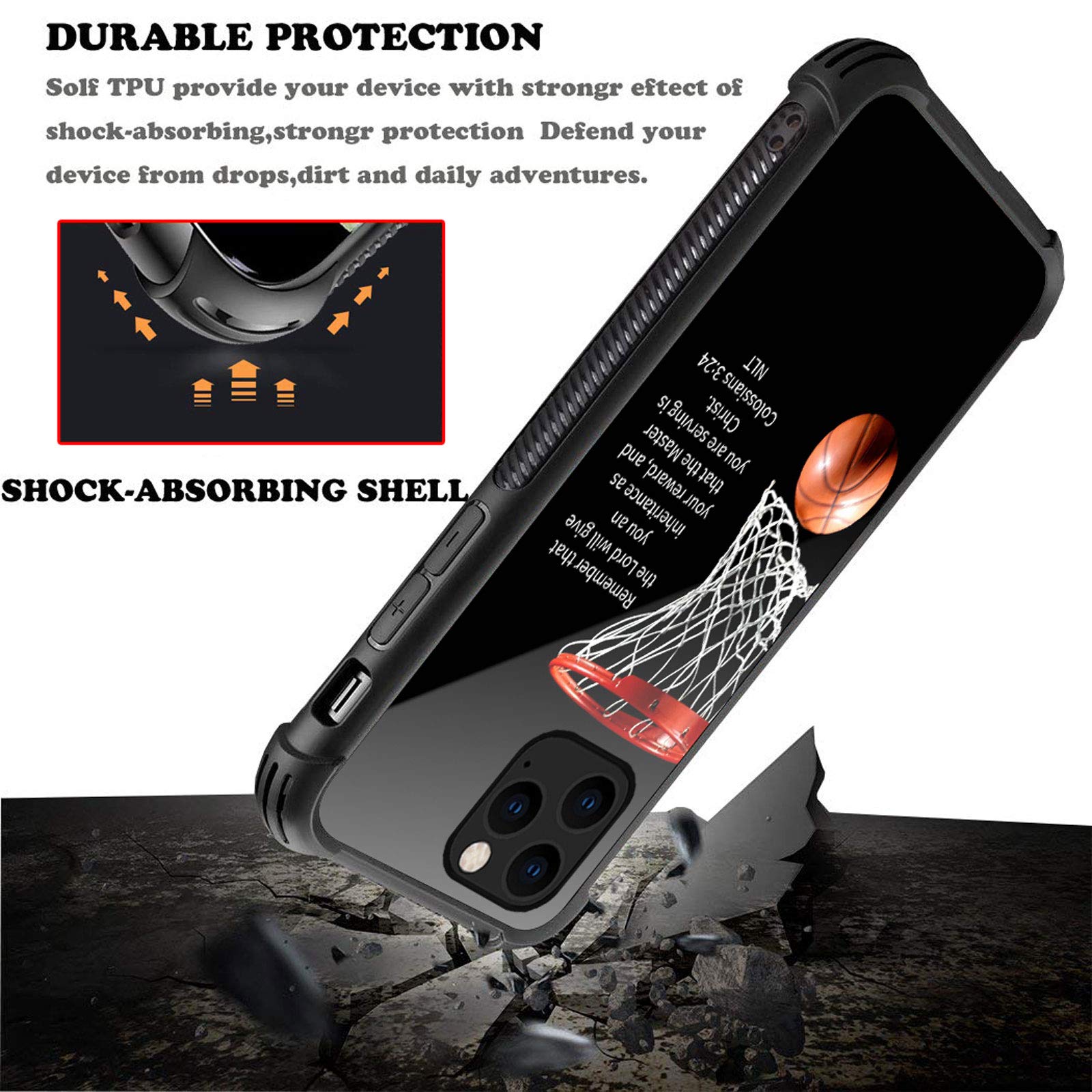iPhone 12 Mini Case for Girls - Basketball Inspirational Text & Graphic Design, Shockproof Anti-Scratch Hard PC Back Cover | Perfect for Sports Fans, School, and Everyday Protection