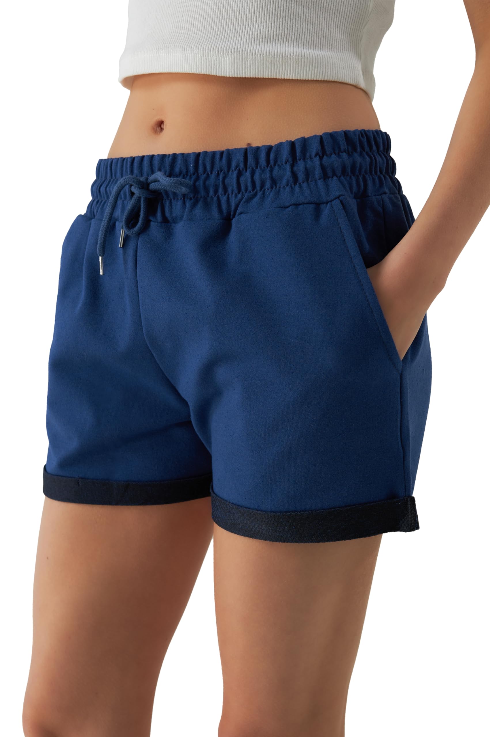 Smith & Solo Women's Cotton Sports Shorts - High Waist Gym Workout Shorts for Running, Yoga, Fitness & Summer Activities | Perfect for Jogging, Training & Casual Wear