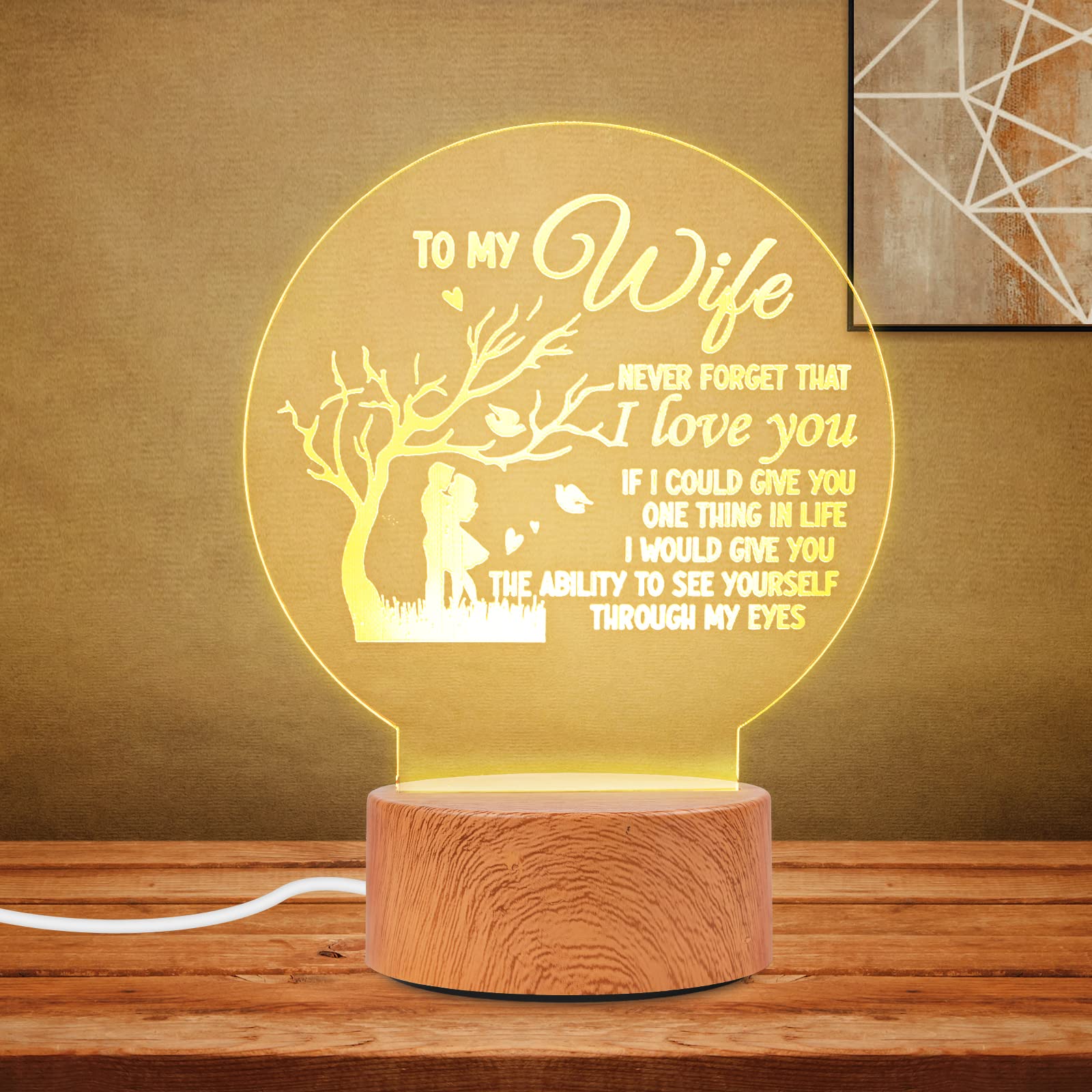 Personalized Night Light for Wife - Romantic Birthday & Anniversary Gift for Her - Bedroom Decor