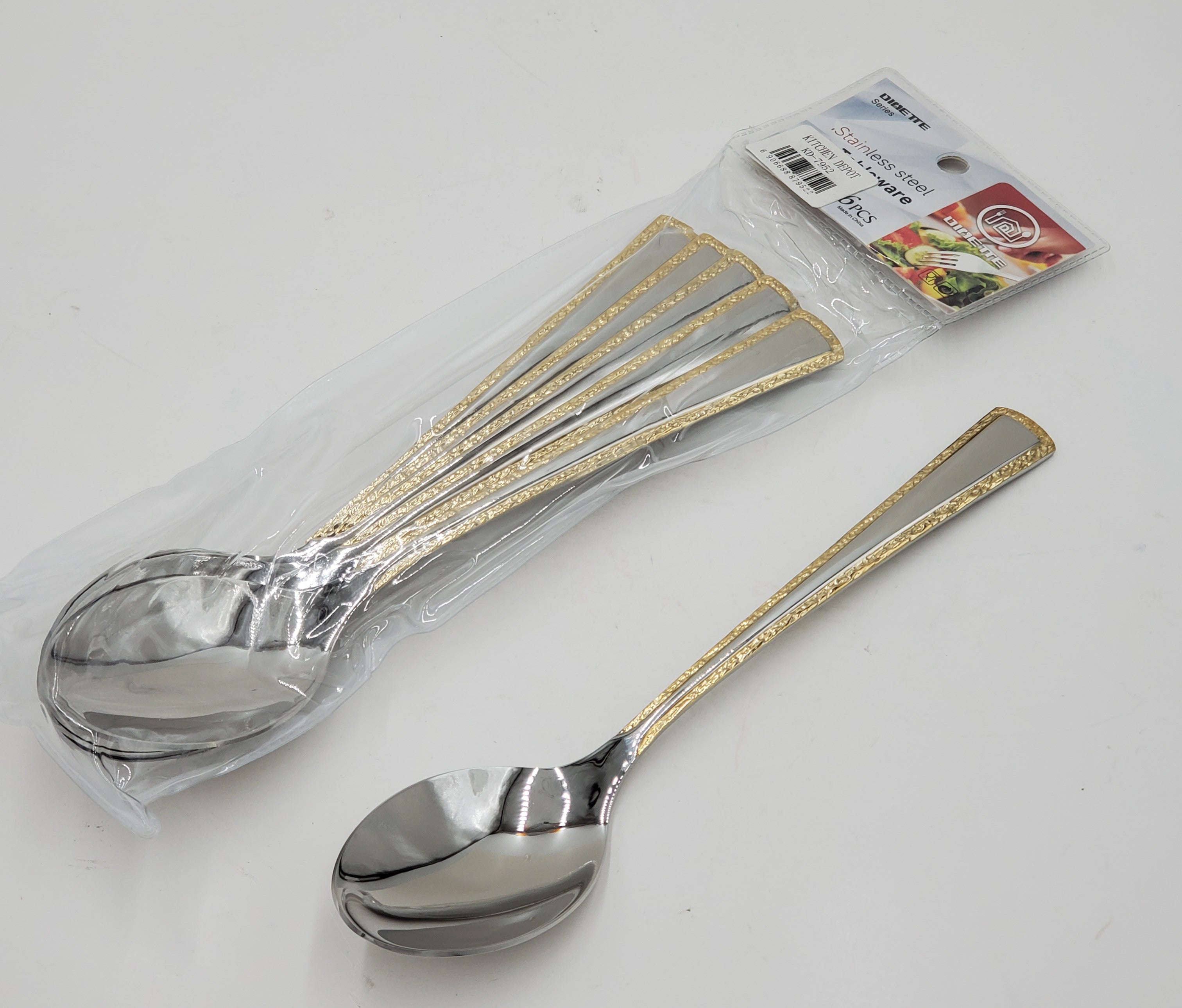 6-Piece Gold-Plated Dinner Spoon Set - Elegant Flatware for Fine Dining, Restaurants & Home Entertaining