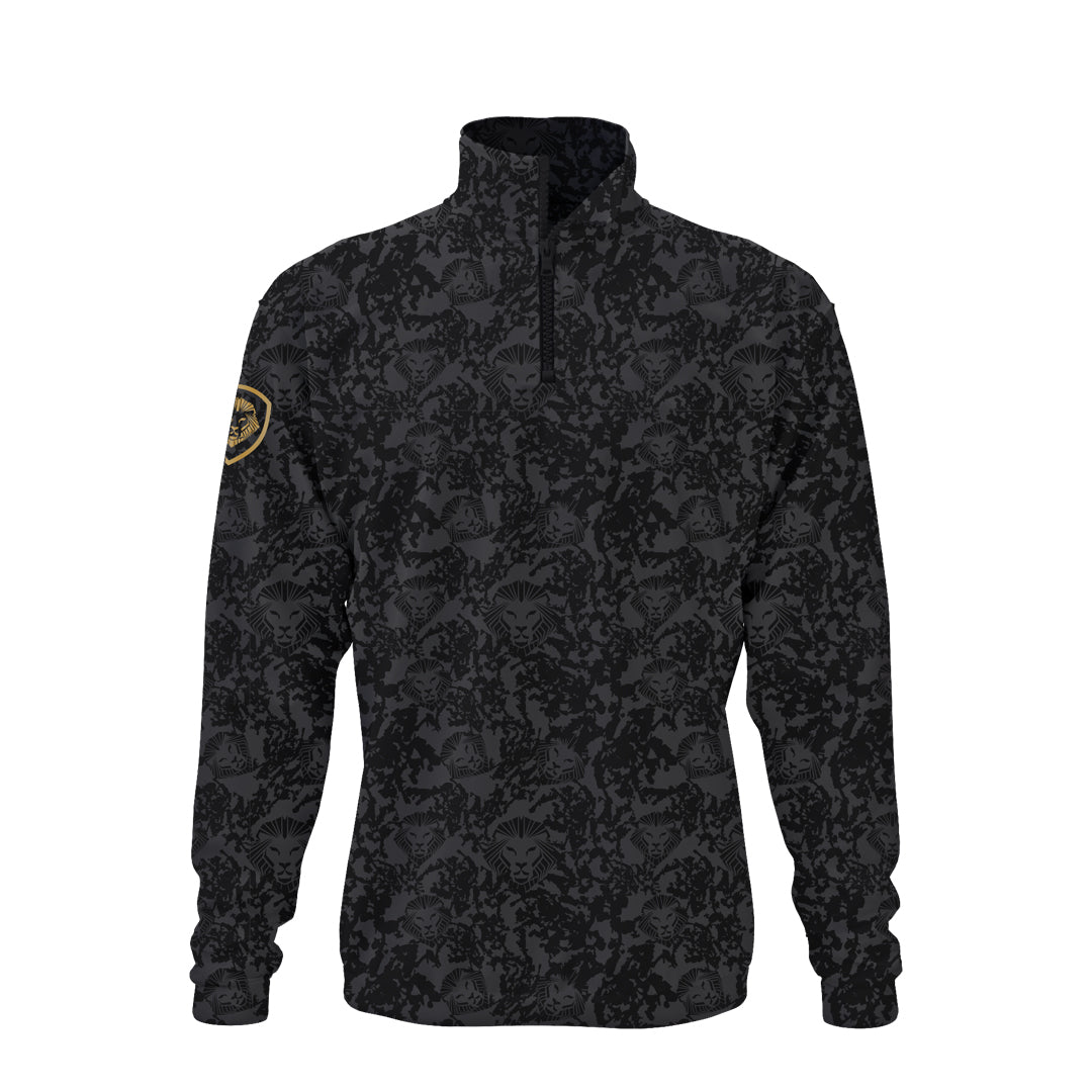 Lion Shield Charcoal Grey Performance Long Sleeve 1/4 Zip Pullover - Moisture Wicking & Breathable Activewear for Running, Hiking & Outdoor Sports