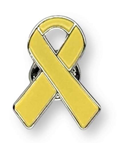 25 Pcs Yellow Awareness Enamel Ribbon Pins with Metal Clasps - Support Bladder Cancer, Missing Children, Sarcoma, Spina Bifida & Troops - Bulk Charity Pins for Fundraisers, Events & Awareness Campaigns
