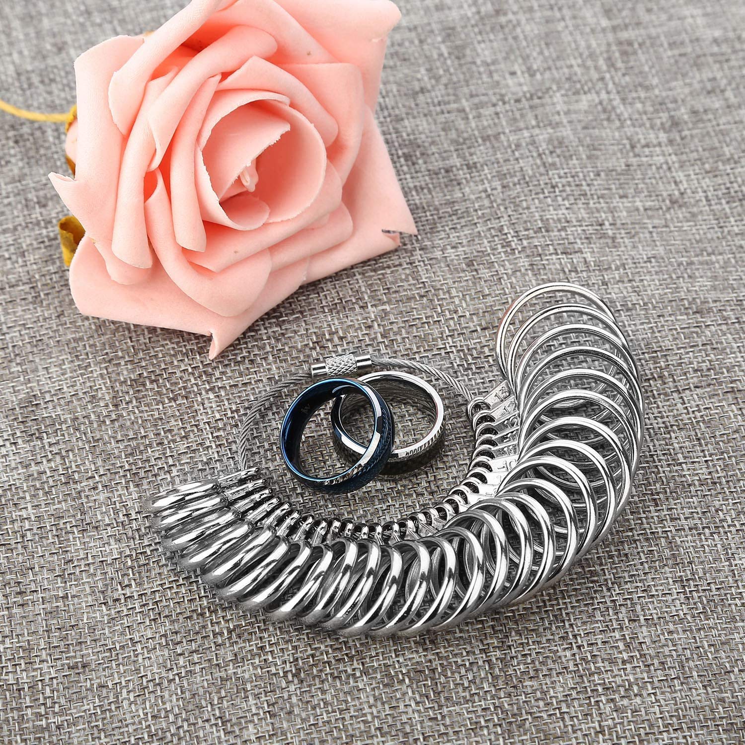 **Metal Ring Sizer Tool for Men & Women (US 1-13 with Half Sizes) – Accurate Finger Ring Measuring Gauge for Jewelry Shopping & Engagement Ring Sizing**
