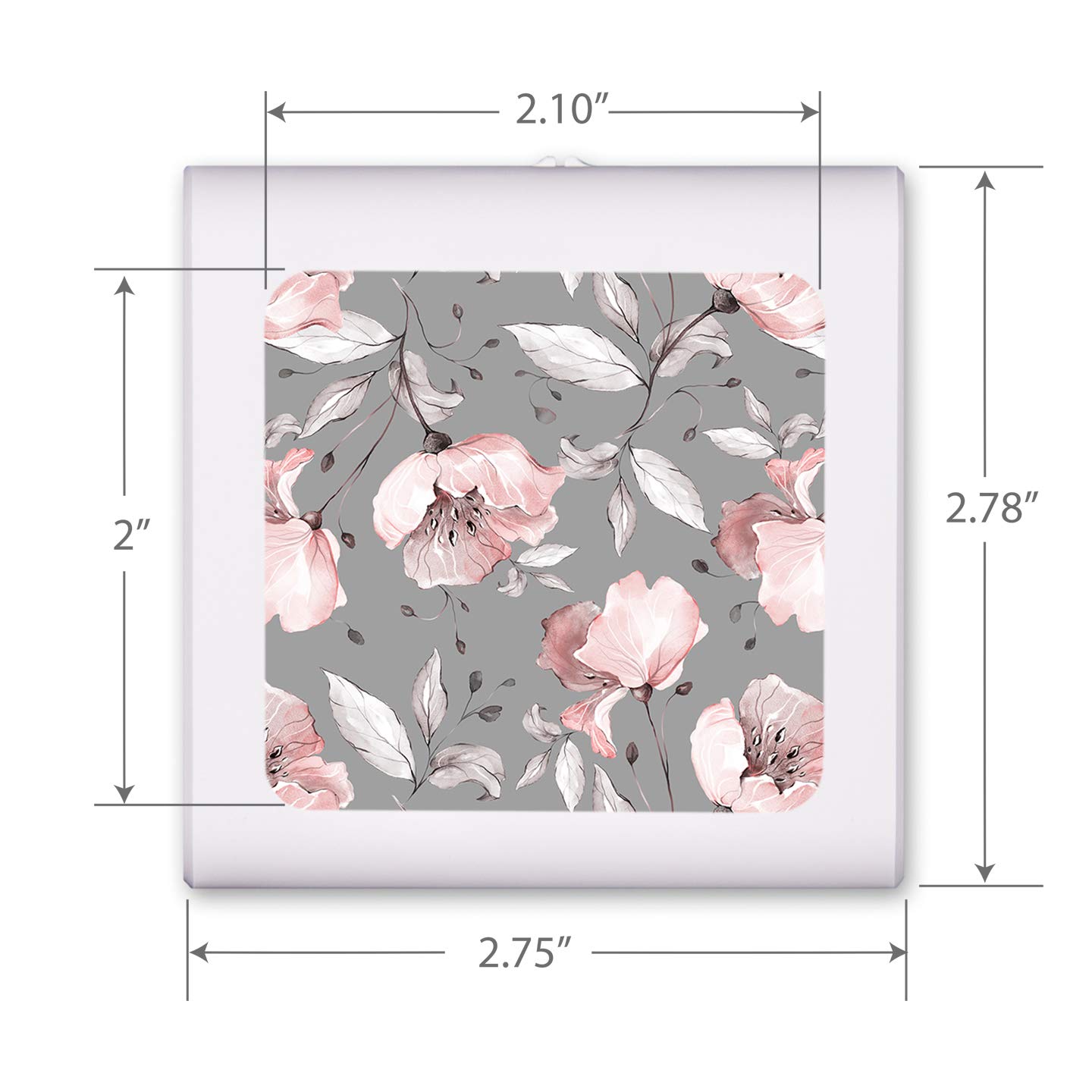 Dimmable LED Night Light with Auto On/Off Sensor - Adjustable Brightness, Warm White Light for Bedroom, Bathroom, Nursery & Hallway - Gray & Pink Flower Design | Perfect for Nighttime Safety & Comfort