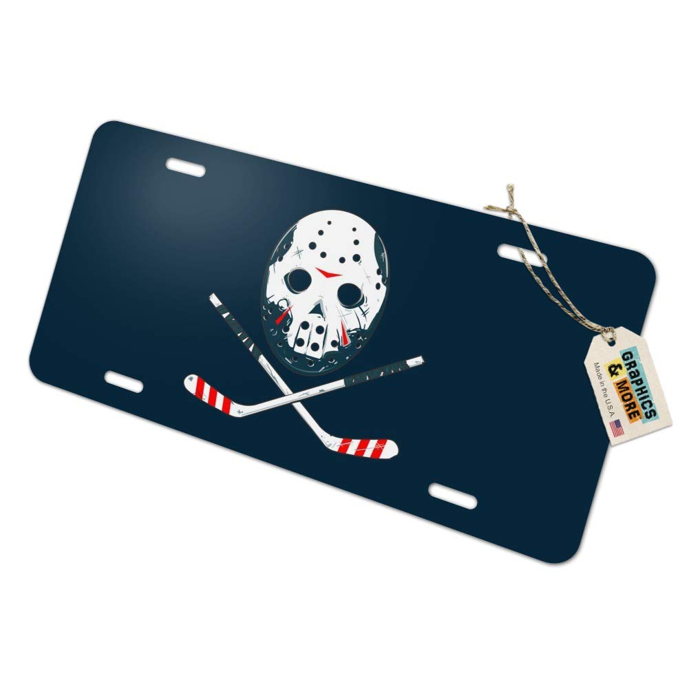 Custom Hockey Mask Skull & Crossbones Vanity License Plate - Unique Metal Novelty Tag for Cars, Trucks & Motorcycles - Perfect for Halloween Decor, Cosplay & Sports Fans