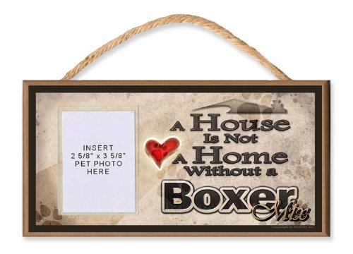 Boxer Mix Wooden Dog Sign with Clear Photo Insert - Personalized Pet Memorial Gift for Dog Lovers - Perfect for Home Decor, Pet Memorial Wall, or Dog Lover's Gift