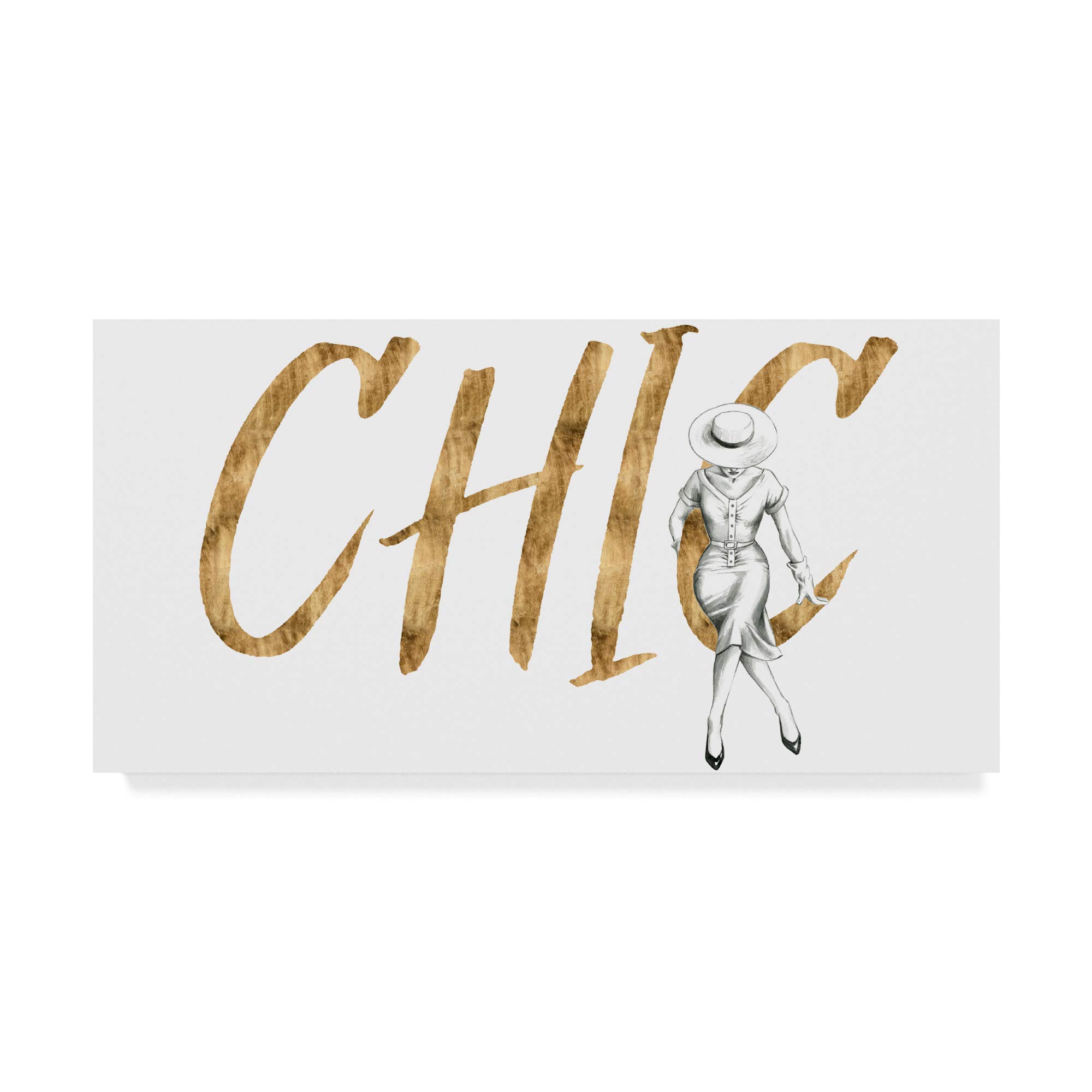 Grace Popp Gilded Fashion Figures I - 16x32 Inch Wall Art Print, Elegant Home Decor for Living Room, Bedroom & Office - Trademark Fine Art Collection