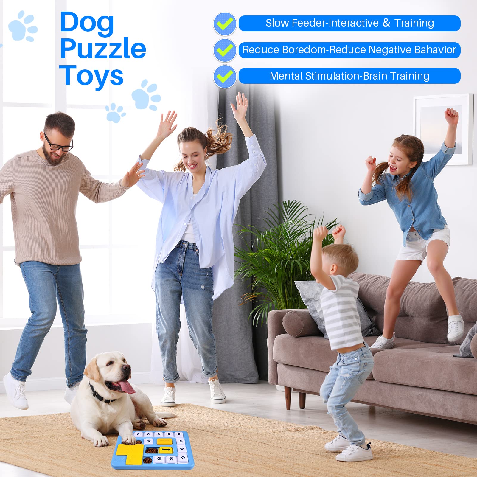 Interactive Dog Puzzle Toys for Large, Medium & Small Dogs - Squeaky Mental Stimulation Toys for Smart Puppies & Adult Dogs - Training Enrichment Toys for Indoor Play, Crate Time & Anxiety Relief