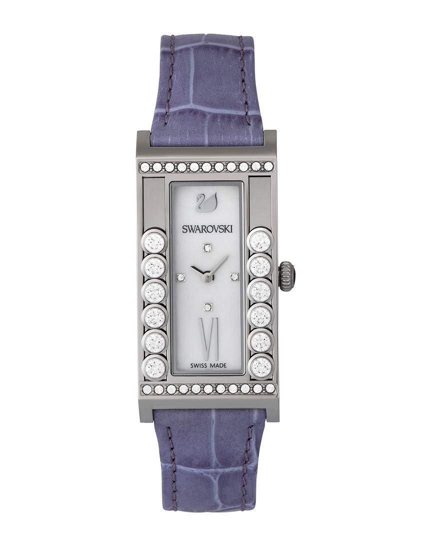 Swarovski Lovely Crystals Square Lilac Watch for Women - Elegant Purple Crystal Watch with Stainless Steel Band - Perfect for Formal Events, Weddings & Evening Parties