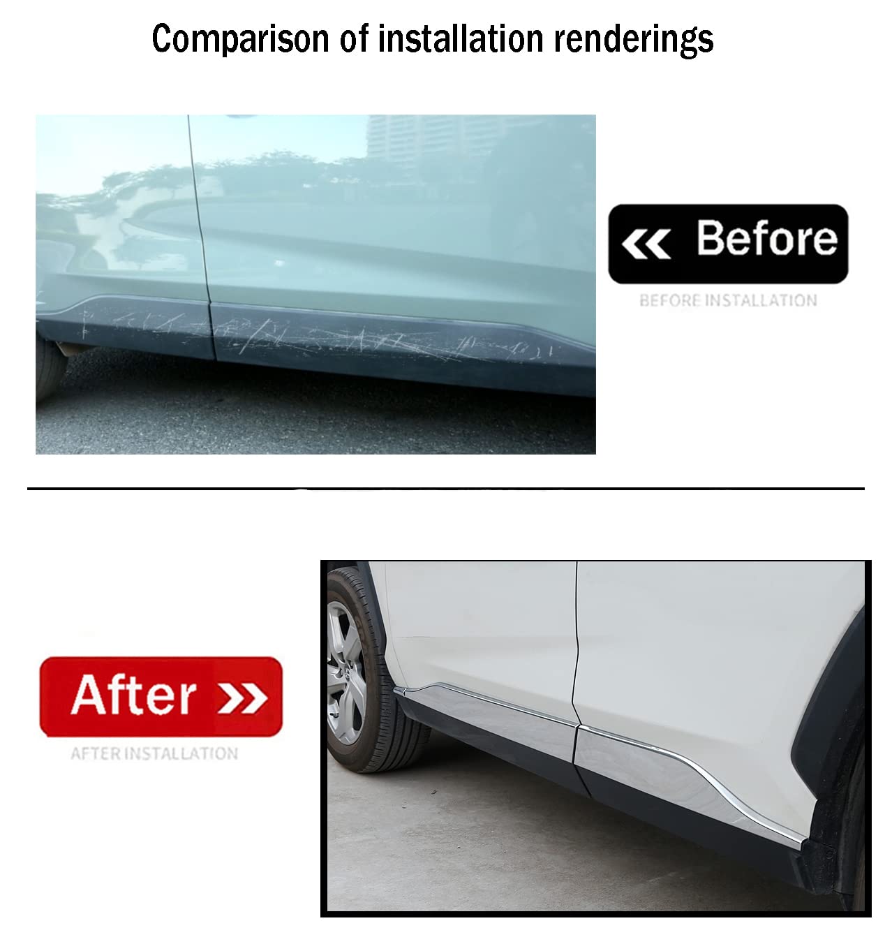 Premium ABS Glossy Chrome Side Door Body Molding Trim Kit (6-Piece) - Perfect Fit for Toyota RAV4 2019-2024 Models - Exterior Car Accessories for Enhanced Style & Door Protection | Ideal for Daily Commuting, Road Trips & Car Shows