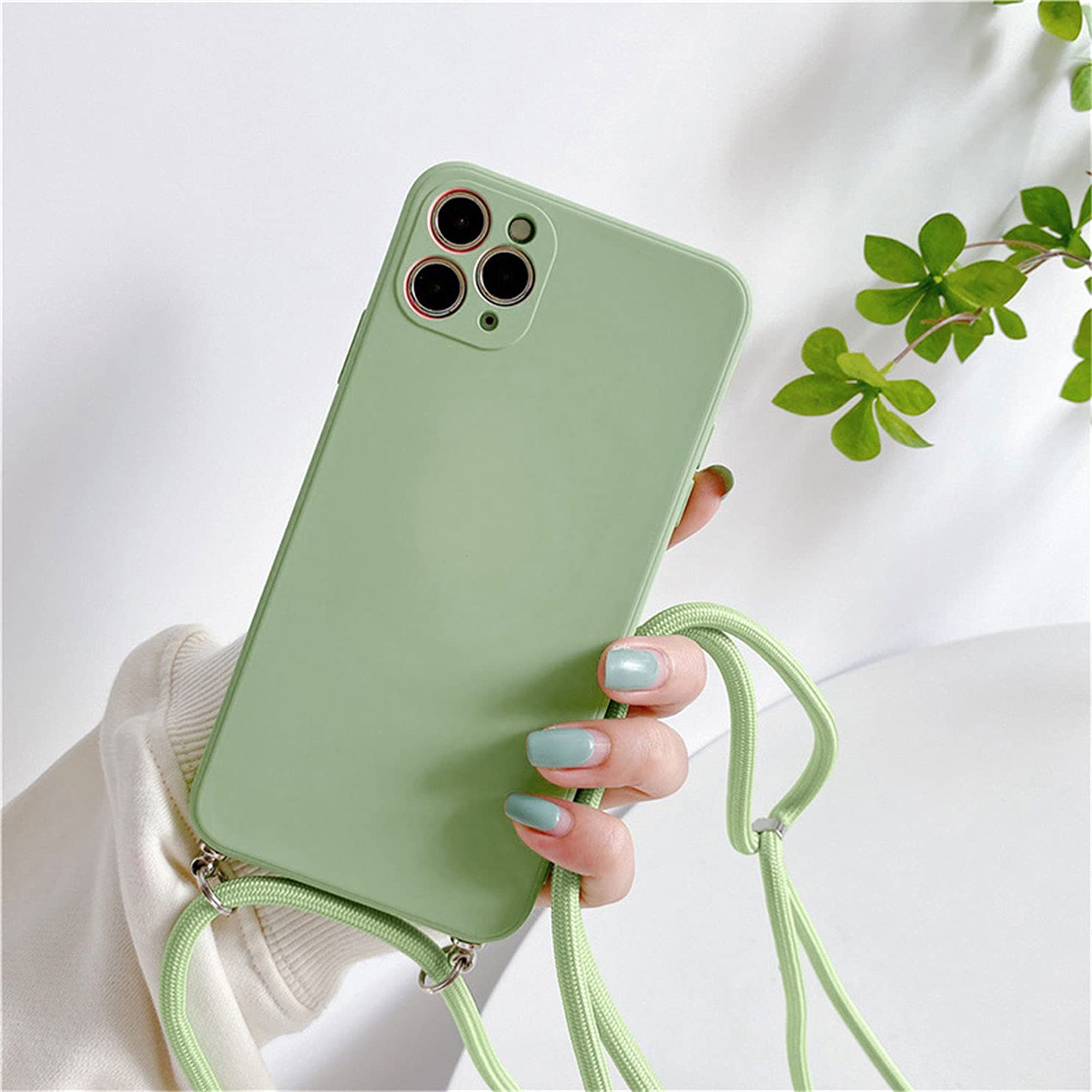 Liquid Silicone iPhone 11 Pro Max Case with Adjustable Crossbody Lanyard - Shockproof Protective Cover with Microfiber Lining for Women | Perfect for Work, Travel & Everyday Use