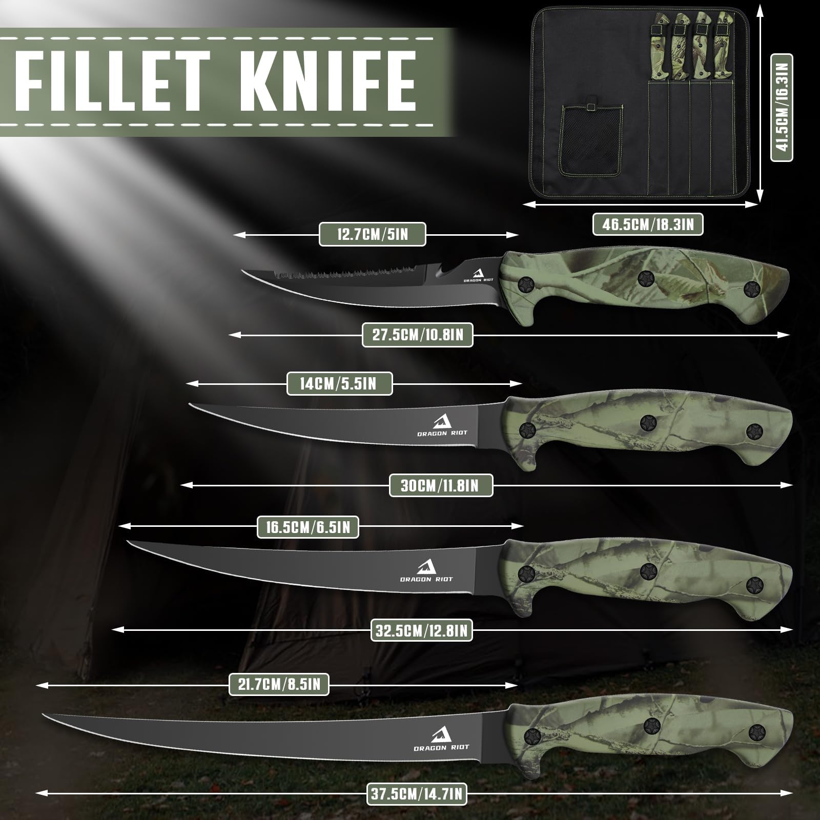 Ultra-Sharp German Stainless Steel Fish Fillet Boning Knife Set - Professional Meat Cutting & Fishing Knife for Freshwater & Saltwater - Includes Durable Storage Bag & Sharpening Tool - Perfect for Home Kitchen, Camping, and Outdoor Fishing Adventures