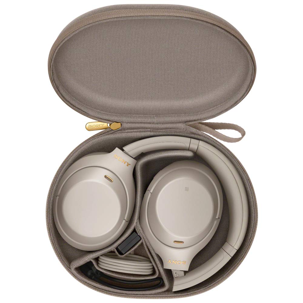 Sony WH-1000XM4 Premium Noise Cancelling Wireless Over-Ear Headphones with Wooden Display Stand & Travel Case - Perfect for Home, Office, and Travel Use