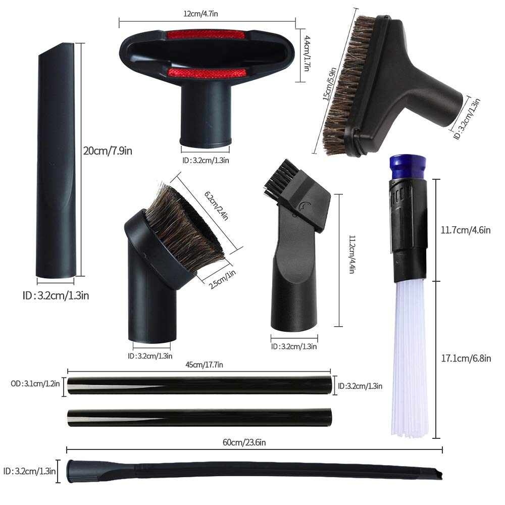9 Pack Universal Vacuum Attachment Kit - 1-1/4